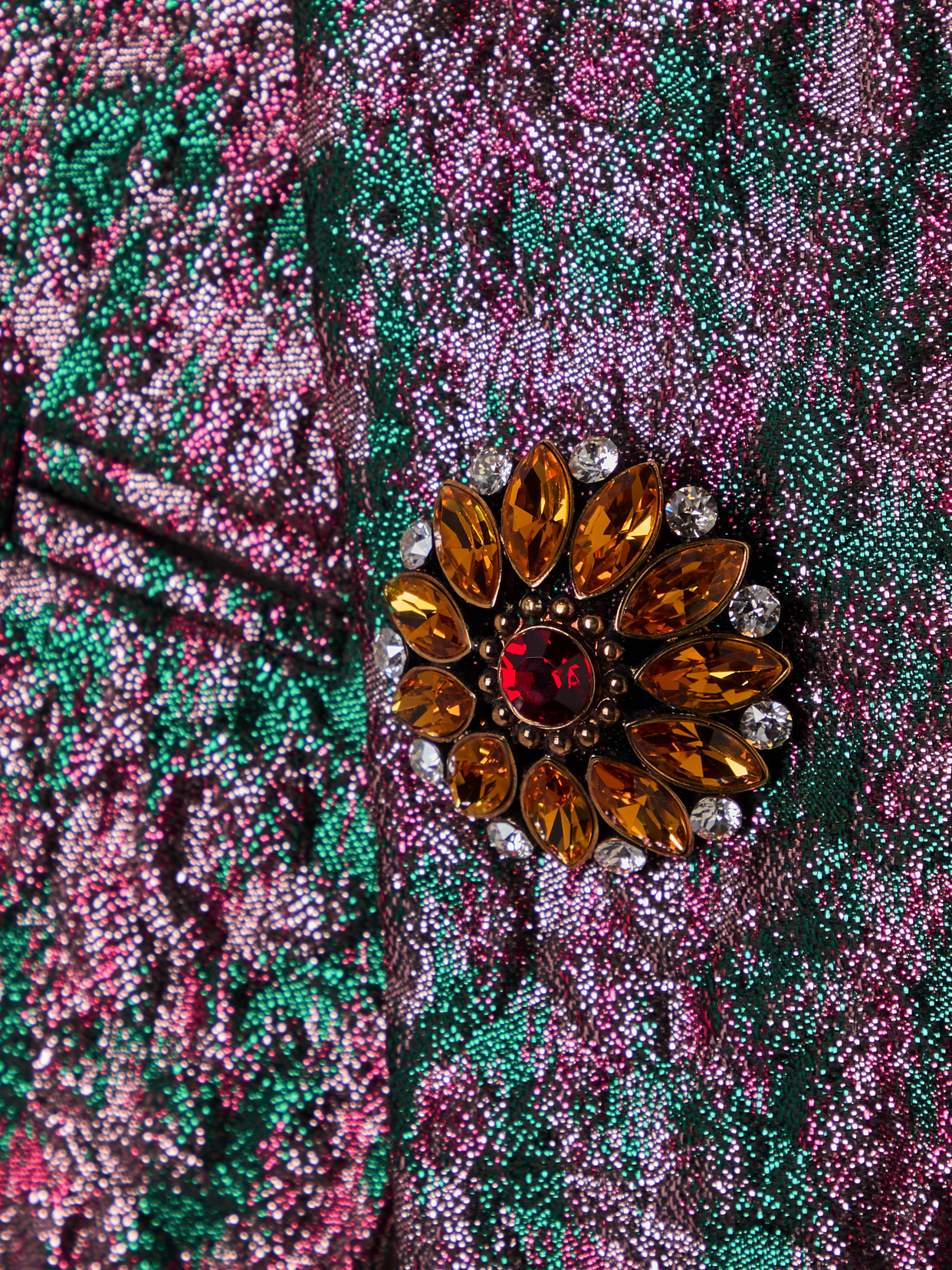 Saint Laurent Embellished Brocade Jacket In Metallic