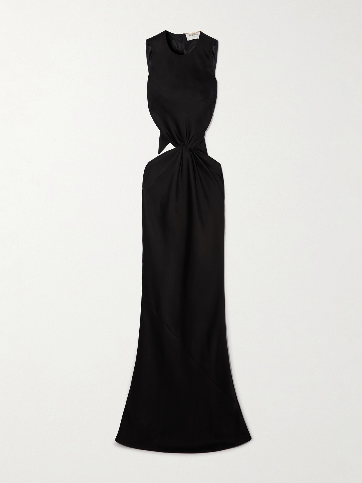 Saint Laurent Bow-detailed Open-back Silk-satin Gown