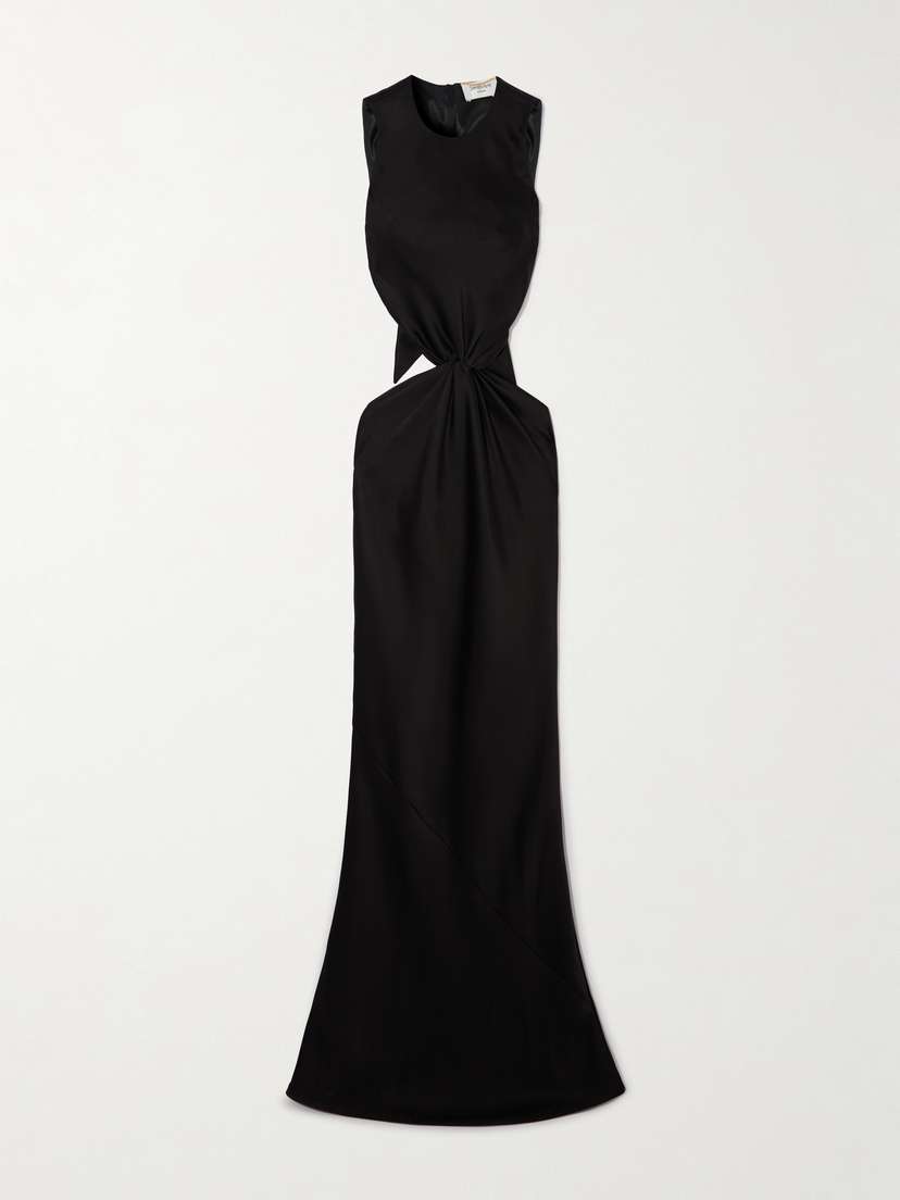 Saint Laurent Bow-detailed Open-back Silk-satin Gown
