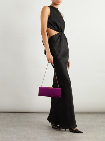 Saint Laurent Bow-detailed open-back silk-satin gown