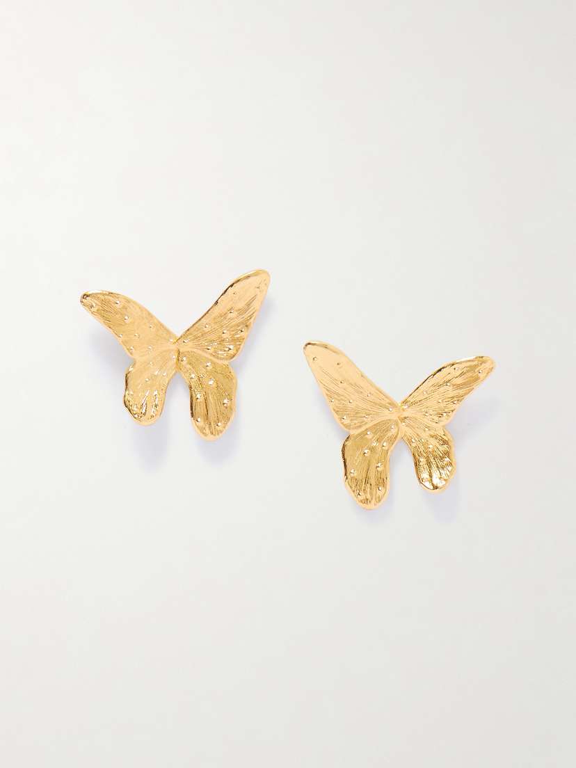 Oscar de la Renta Butterfly Gold-tone Earrings