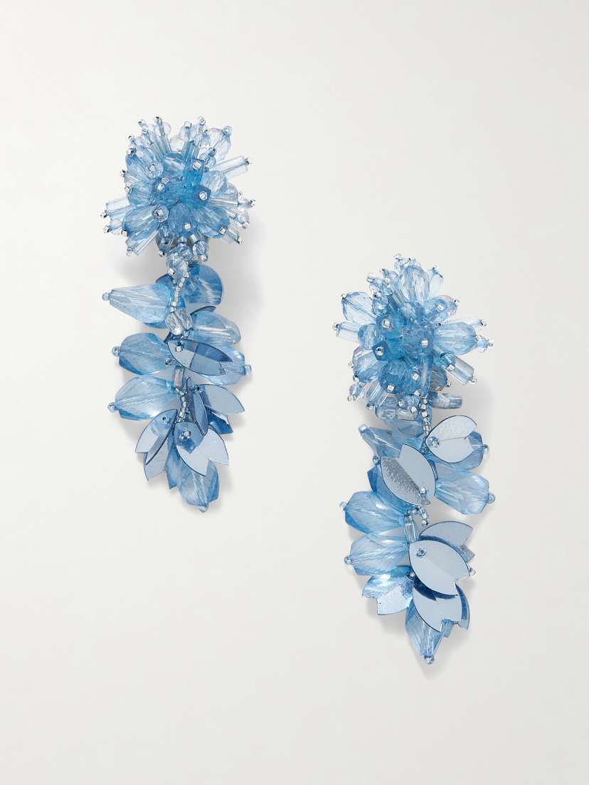 Oscar de la Renta Beaded Gold-tone Clip Earrings