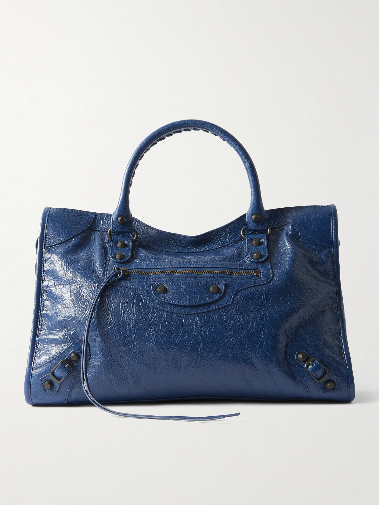 Balenciaga Le City Medium Textured-leather Tote In Mineral Blue