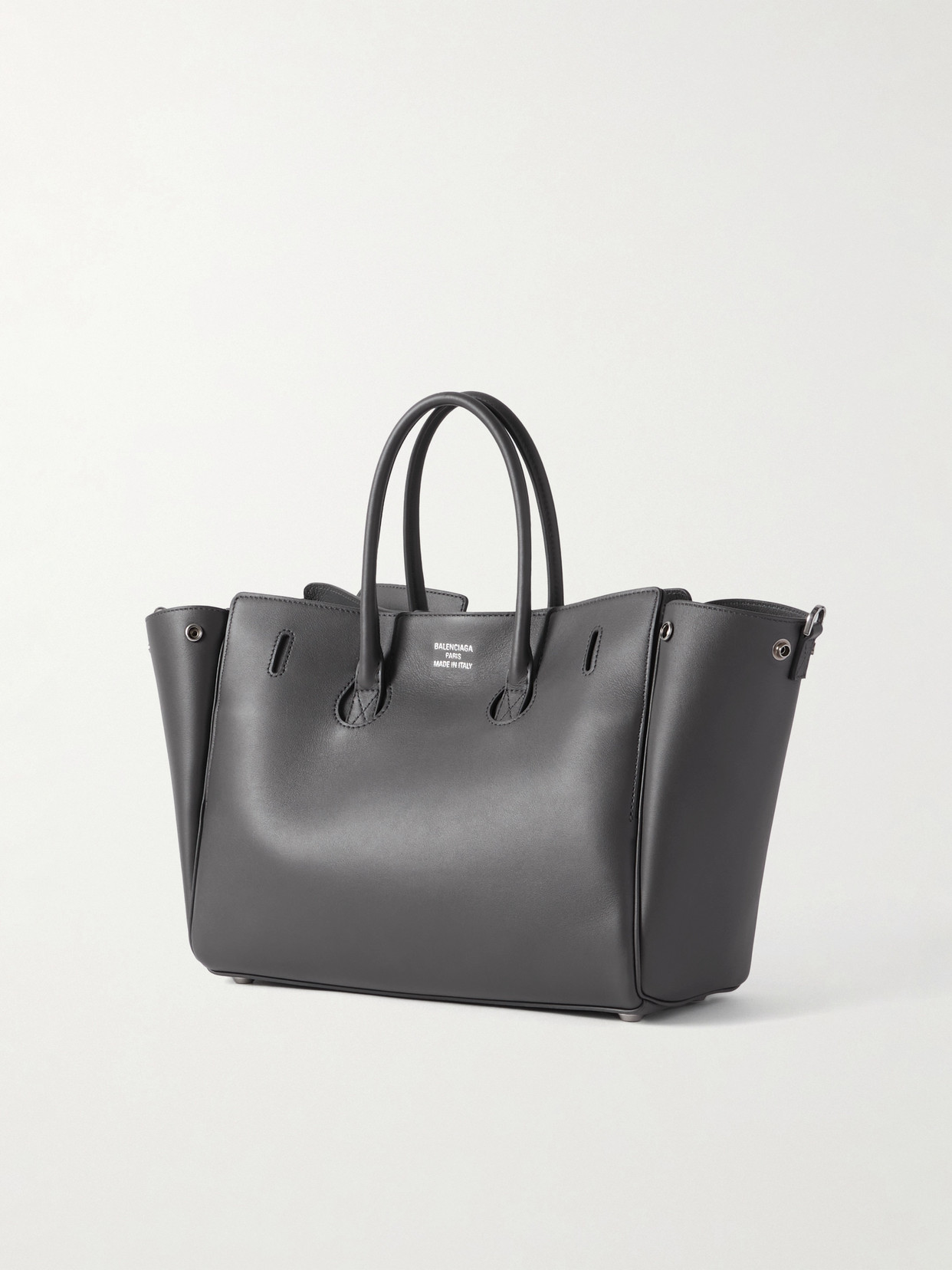 Balenciaga Medium Leather Bel Air Carry All Tote Bag In Gray