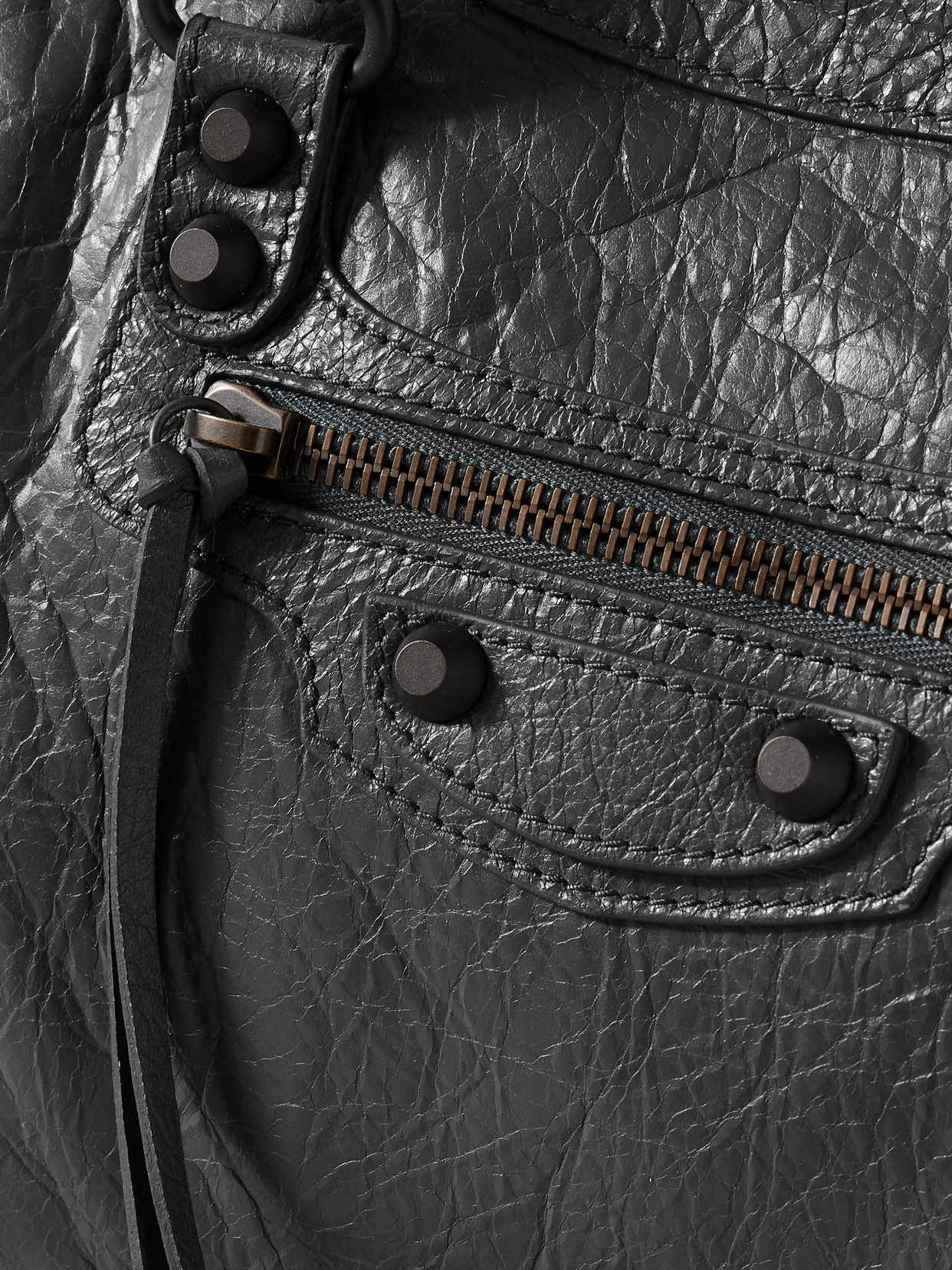 Balenciaga Le City Small Embellished Textured-leather Tote In Black