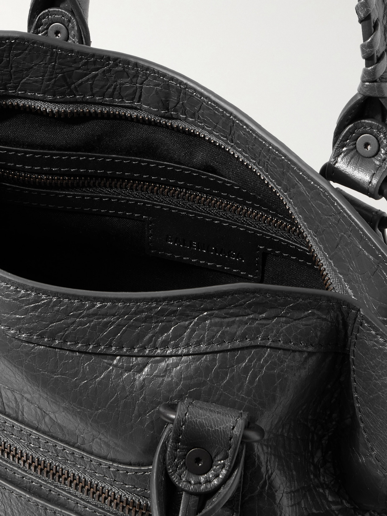 Balenciaga Le City Small Embellished Textured-leather Tote In Black