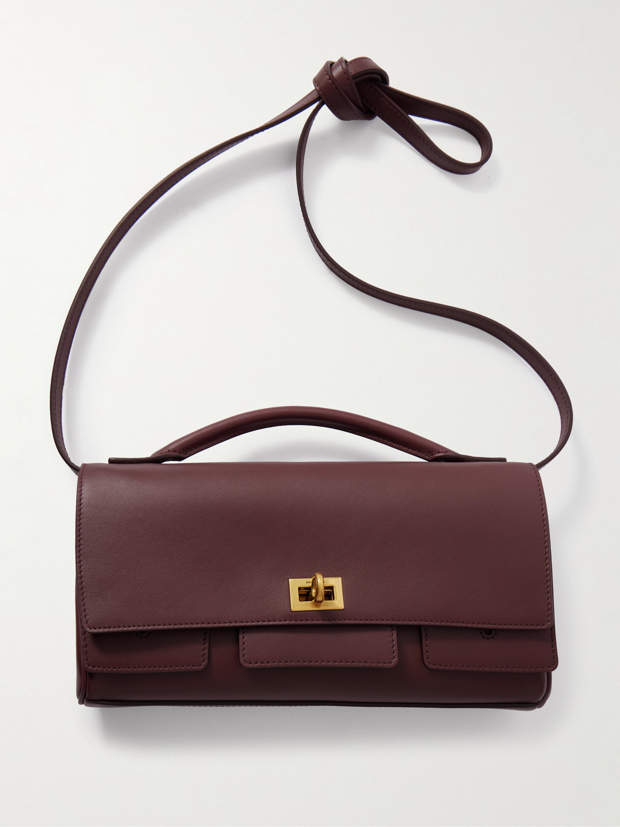 Balenciaga Bel Air Small Leather Clutch In Burgundy