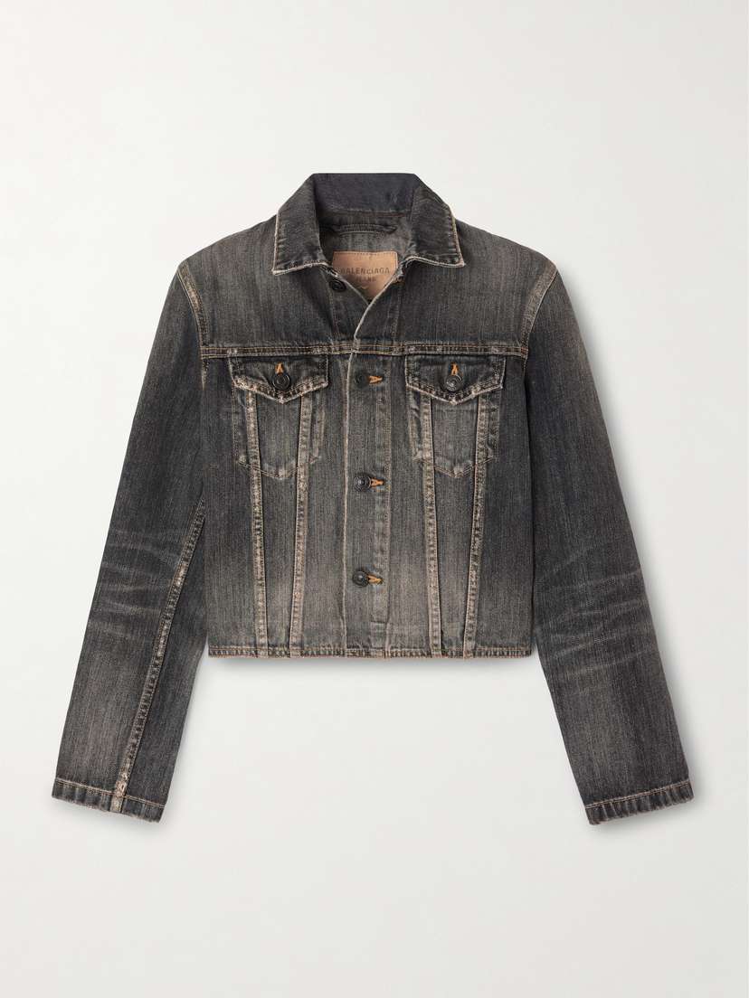 Balenciaga Lace-up Satin-trimmed Denim Jacket