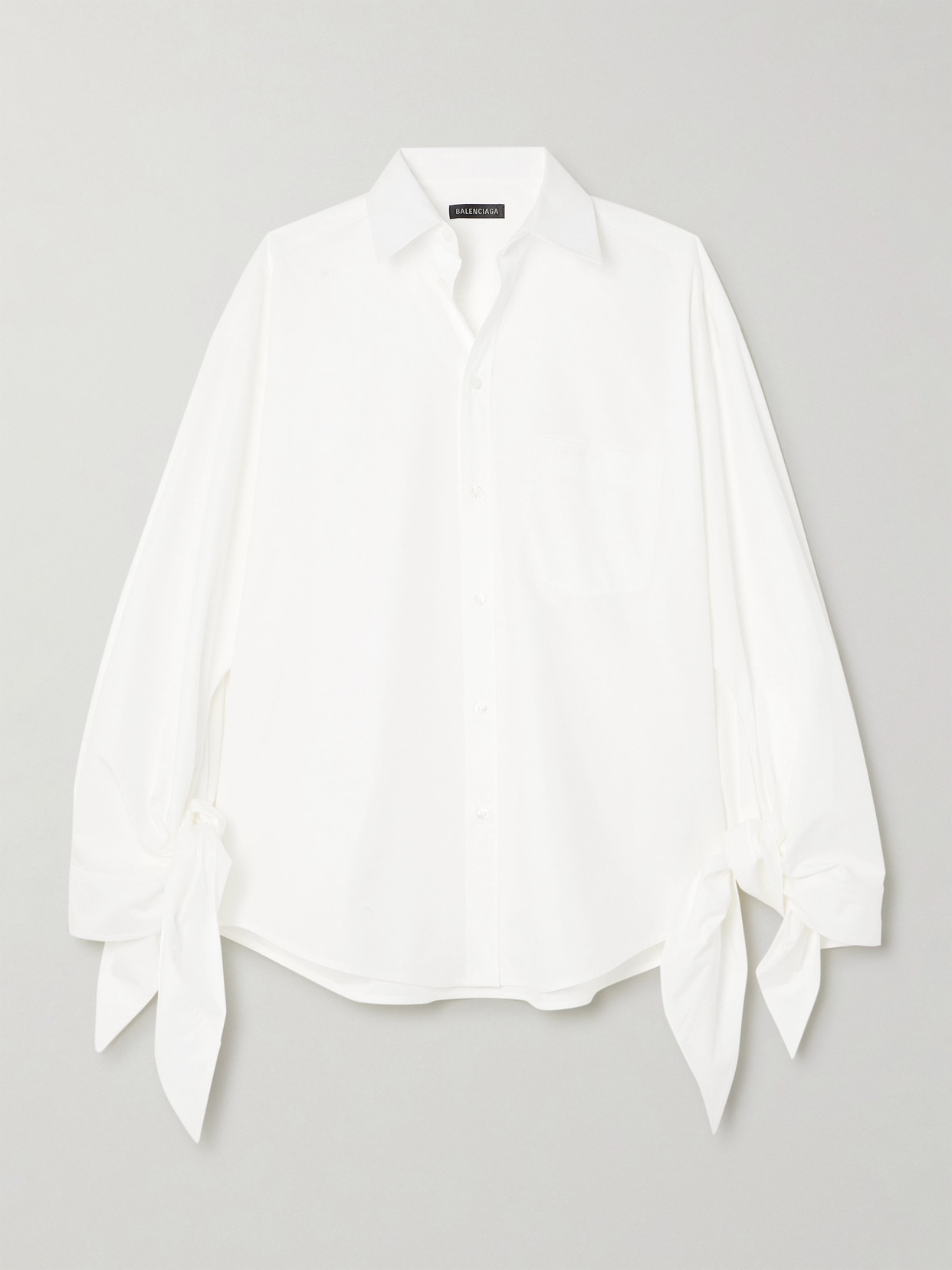 Balenciaga Oversized Knotted Cotton-poplin Shirt In White