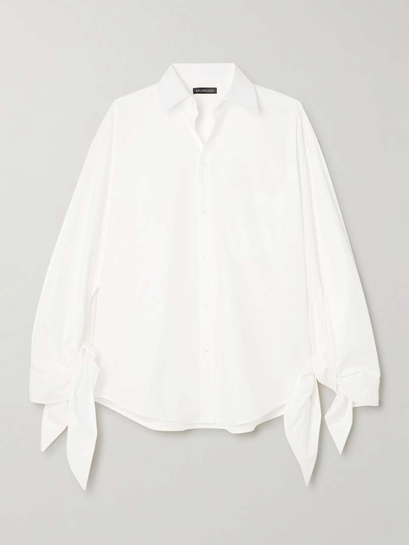 Balenciaga Oversized Knotted Cotton-poplin Shirt