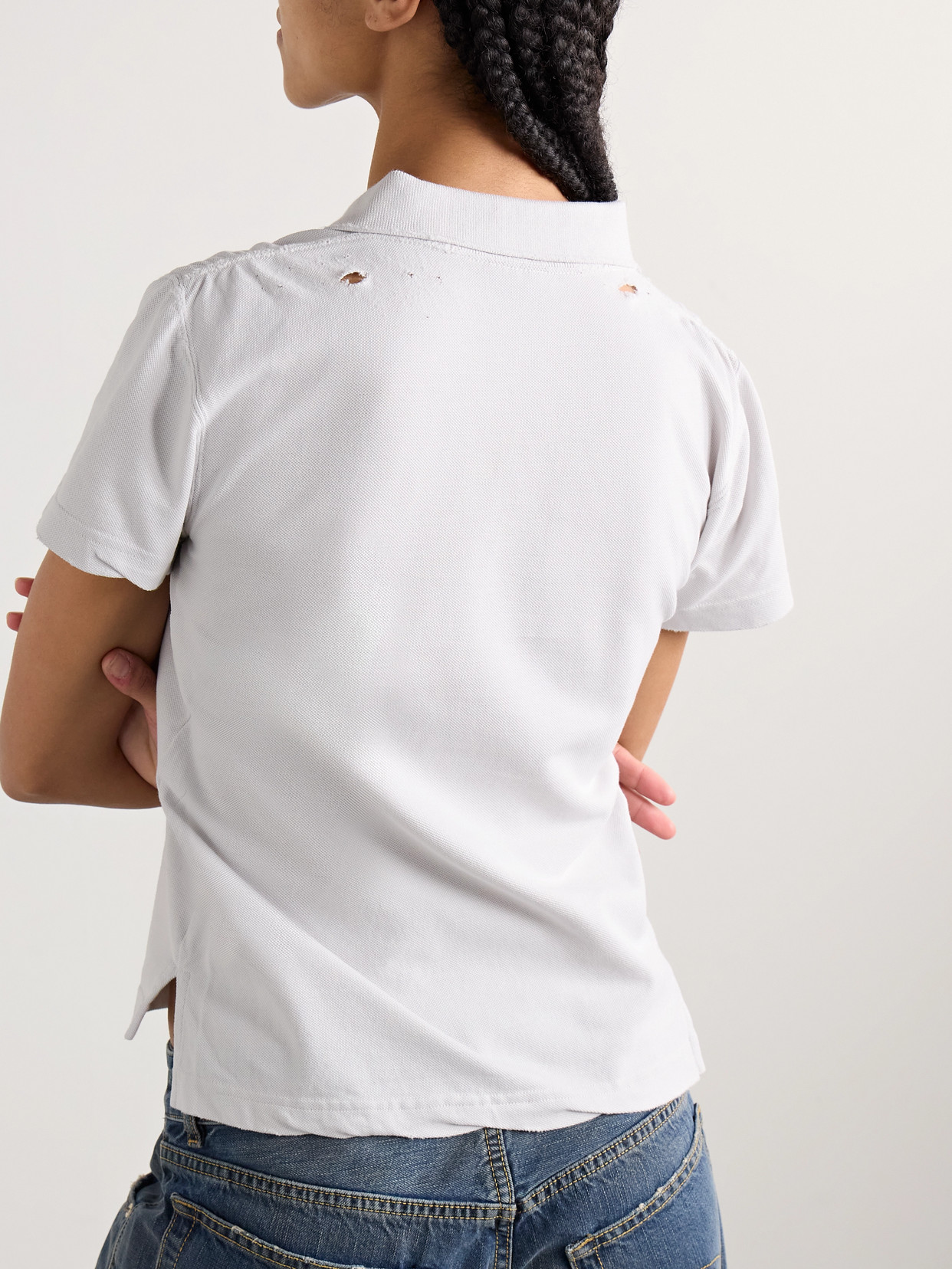 Distressed Embroidered Cotton-Piqué Polo