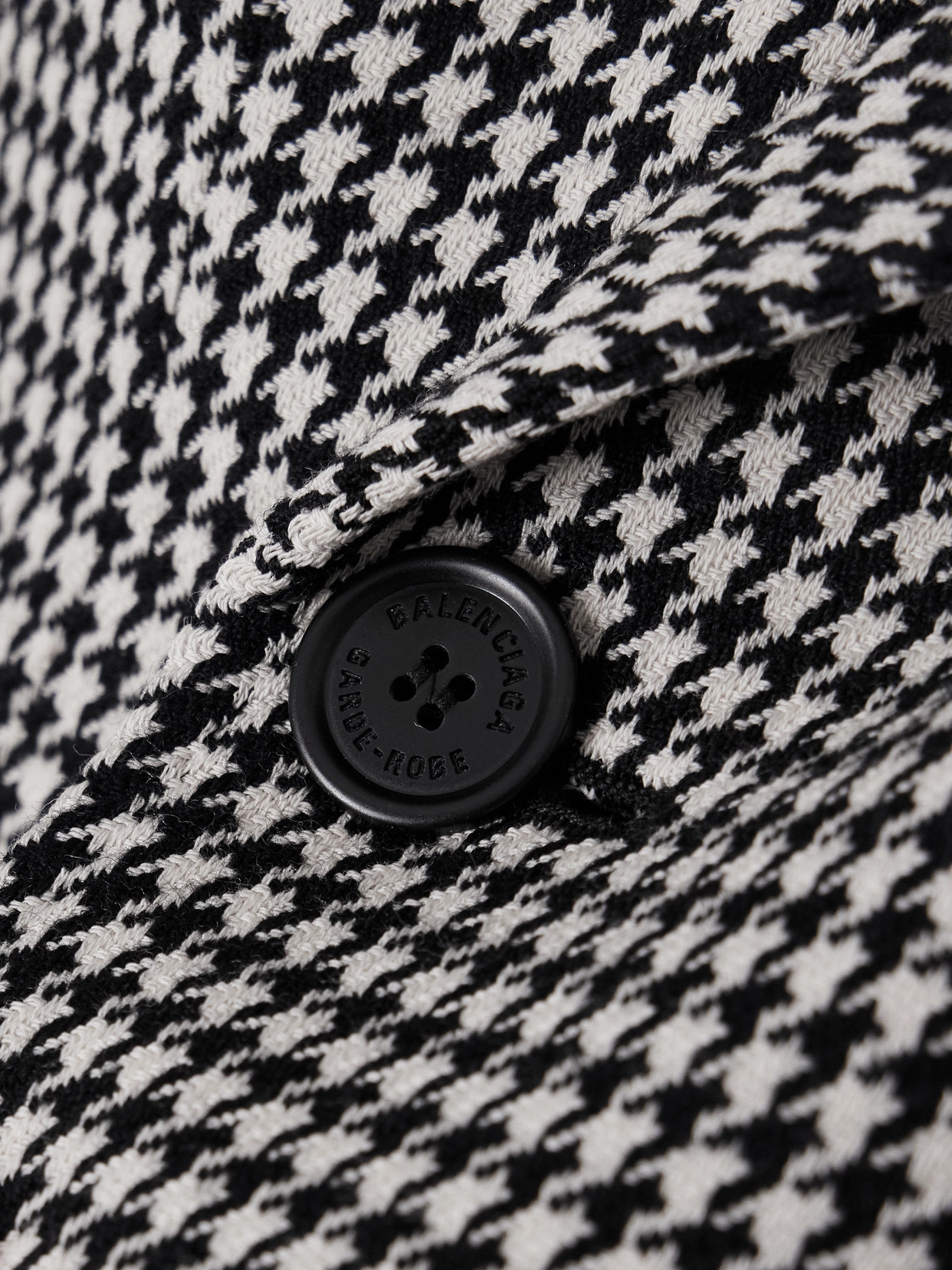 Balenciaga Hourglass Houndstooth Double-breasted Wool Blazer In Gray
