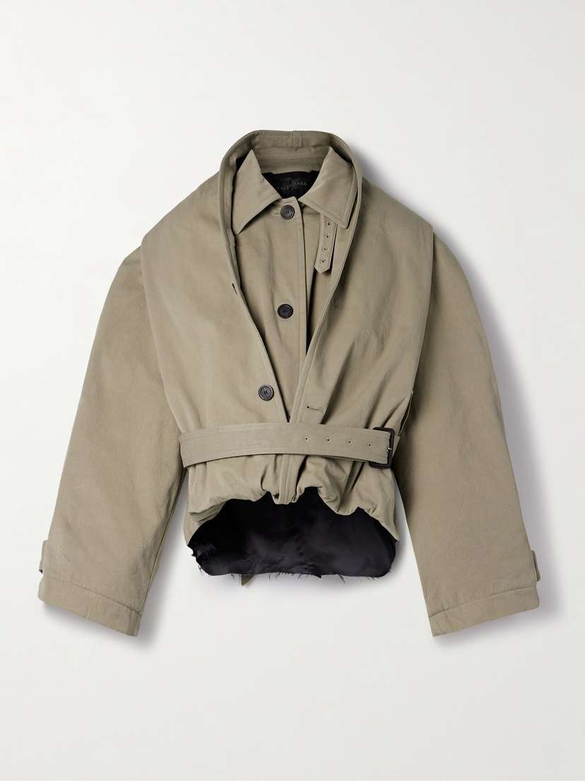 Balenciaga Oversized Cropped Cotton-gabardine Trench Coat