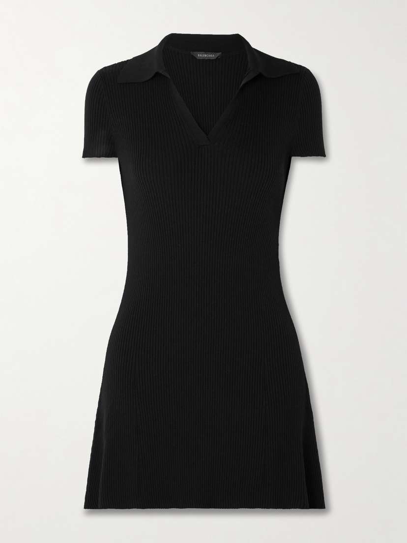 Balenciaga Ribbed Wool-blend Mini Dress