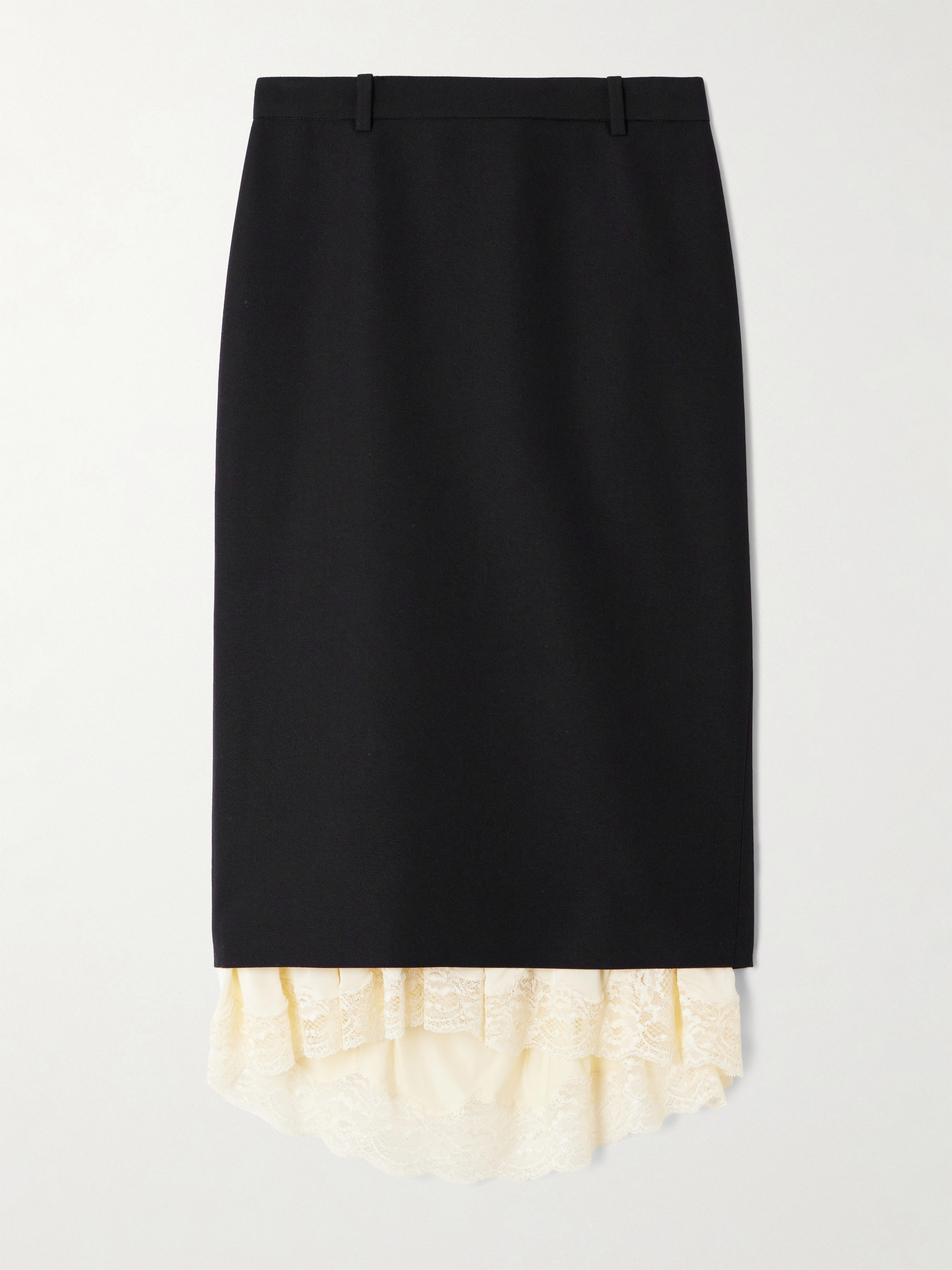 Balenciaga Lace-trimmed wool midi skirt