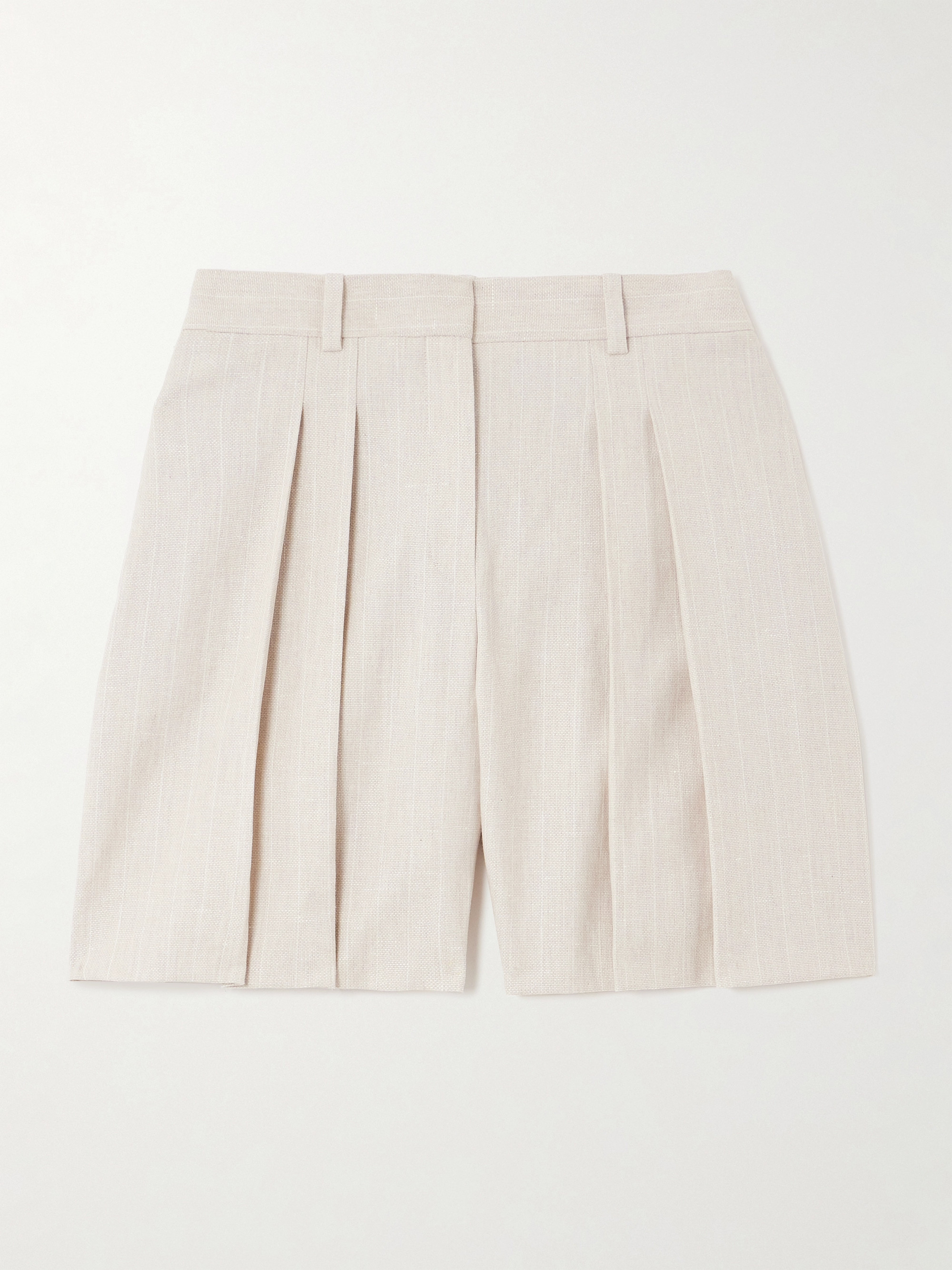 Theory Pleated linen-blend canvas shorts thumbnail