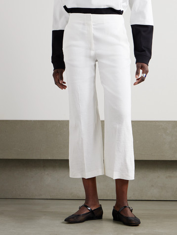 Theory Terena cropped linen-blend wide-leg pants