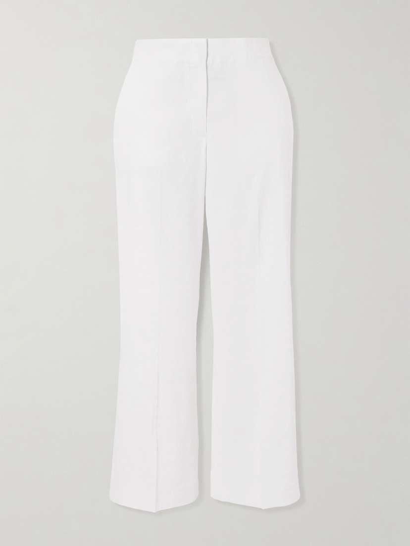 Theory Terena Cropped Linen-blend Wide-leg Pants