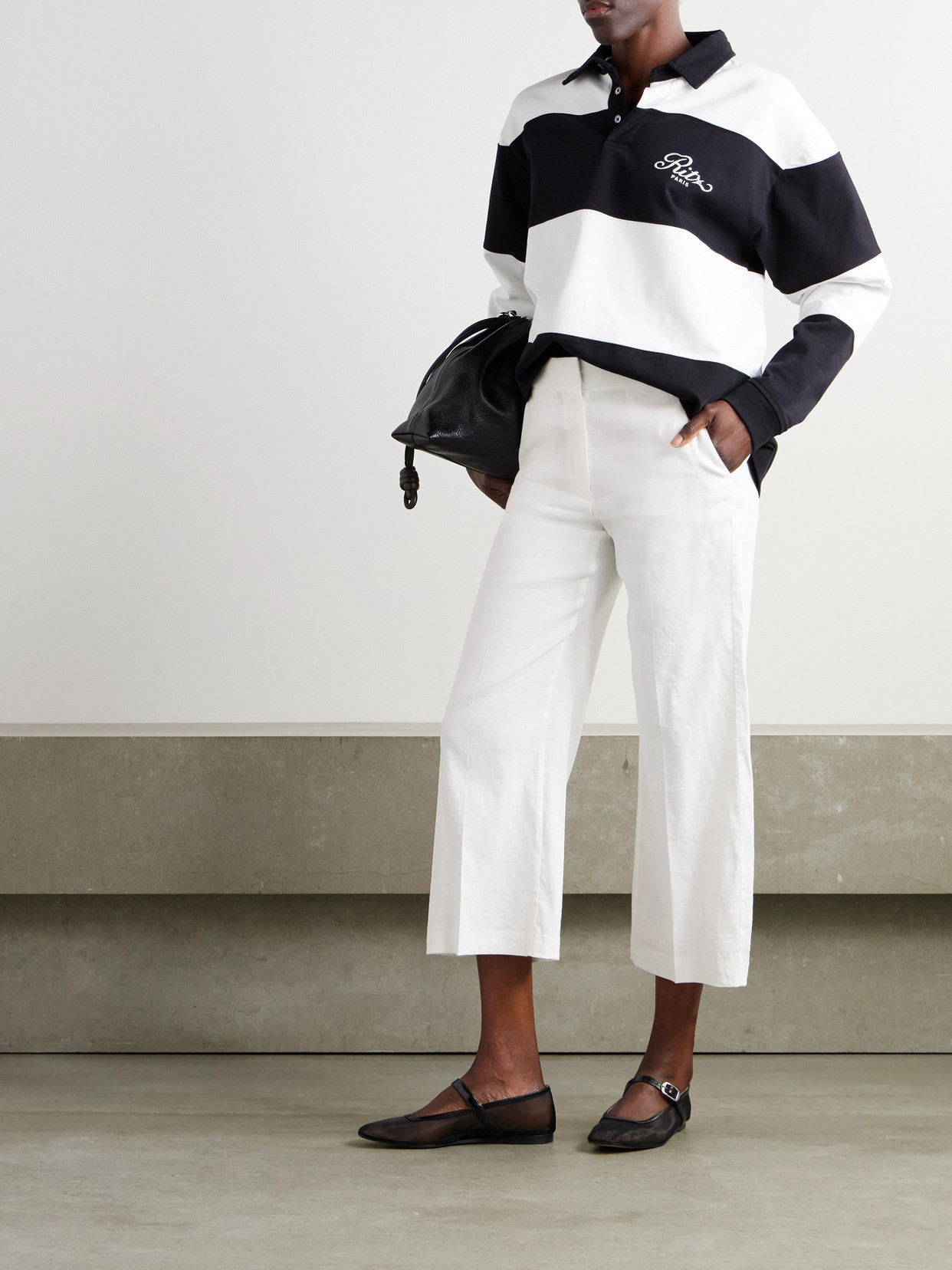 Theory Treeca Cropped Linen-blend Tapered Pants In White