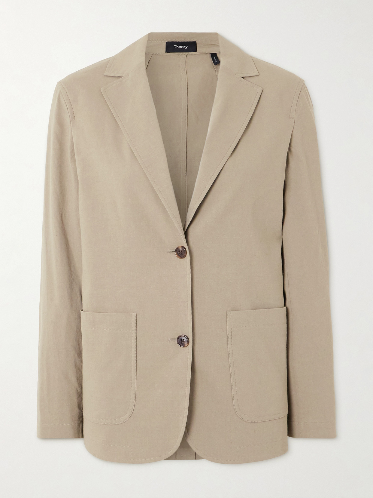 Theory Linen-blend Blazer In Brown