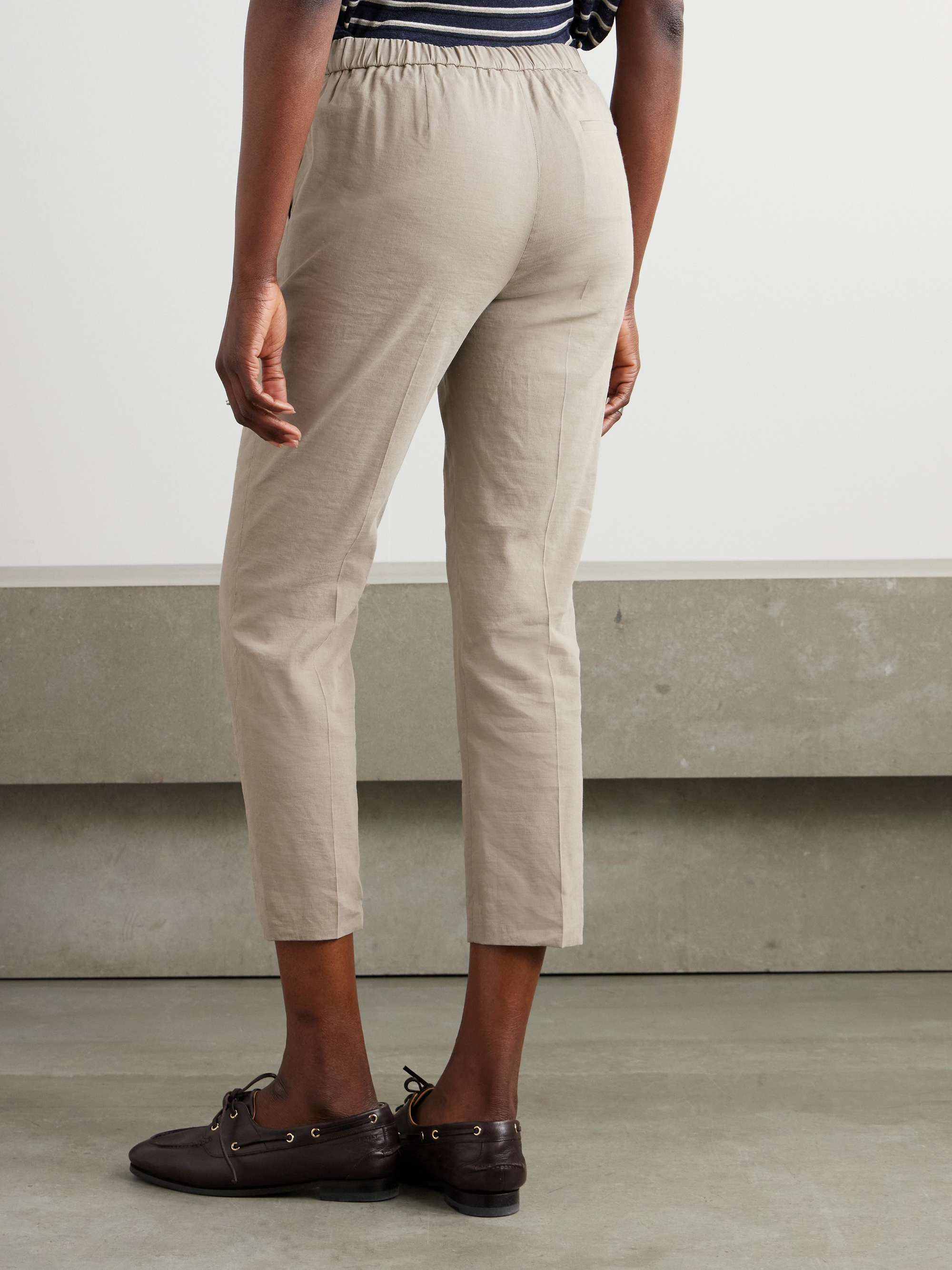 THEORY Treeca cropped stretch linen-blend straight-leg pants