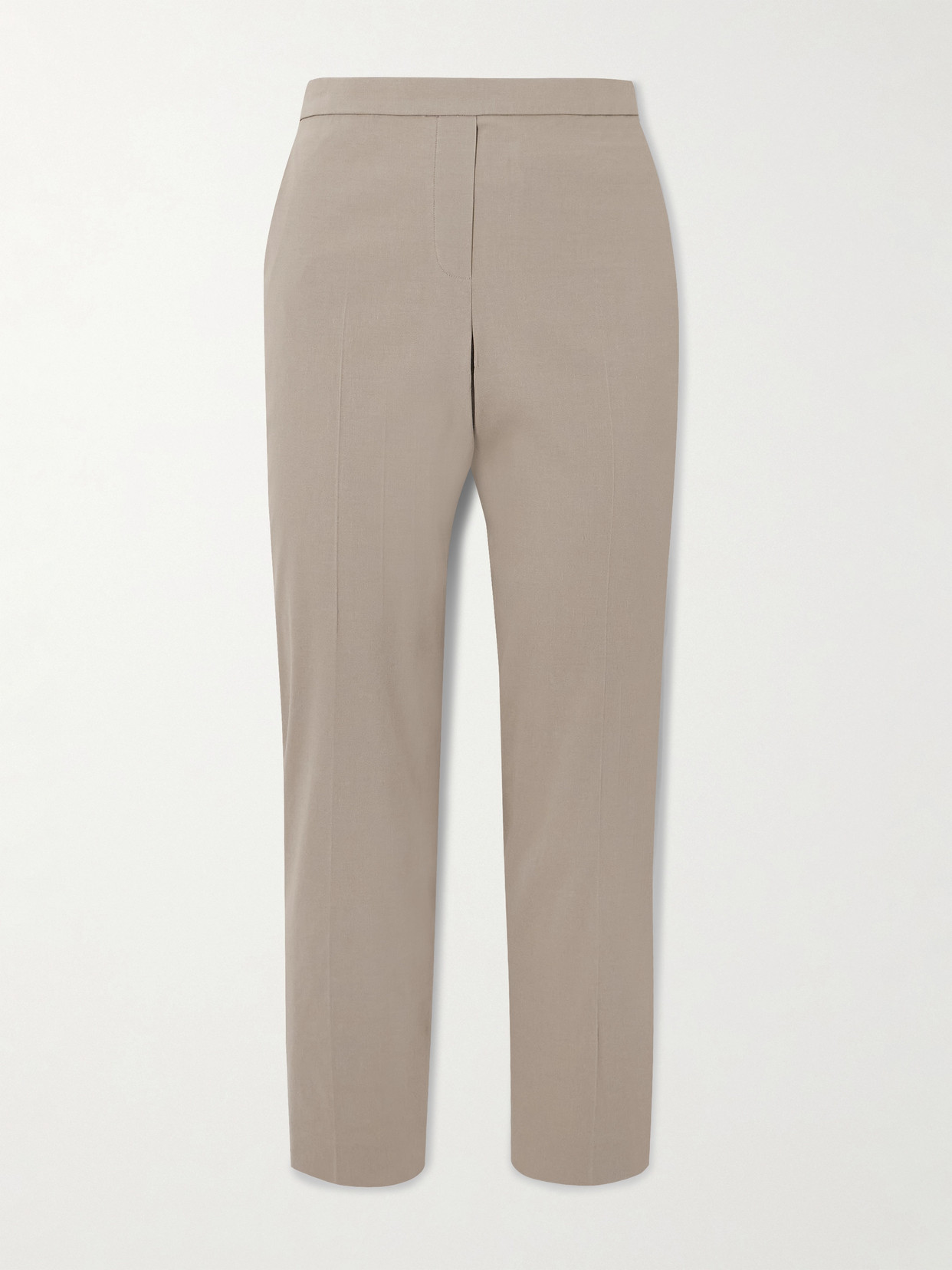 Theory Stretch Organic Linen-blend Straight-leg Pants In Brown