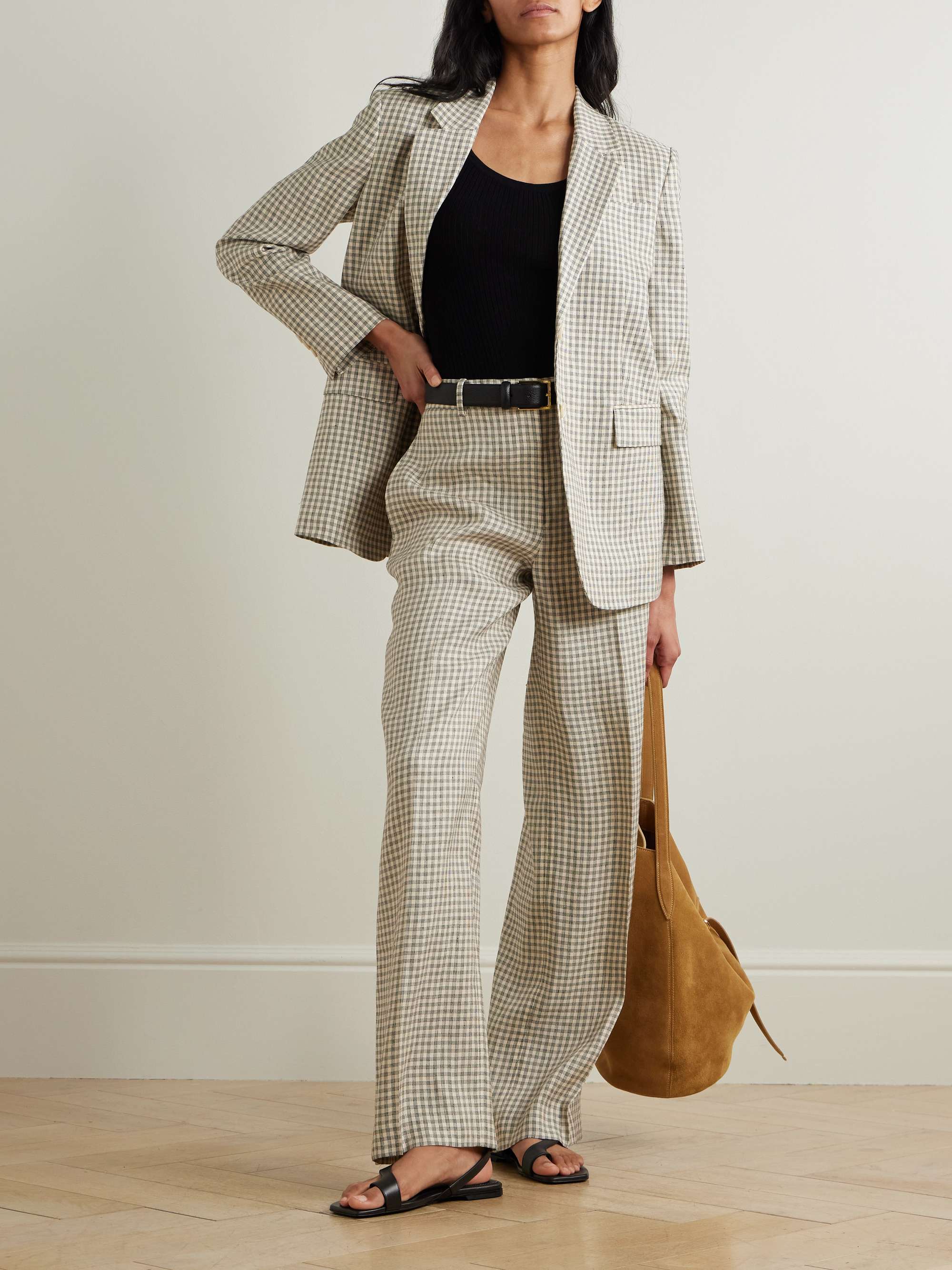 THEORY リネン混 ワイドパンツ チェック柄 | NET-A-PORTER THEORY リネン混 ワイドパンツ チェック柄 | NET-A-PORTER