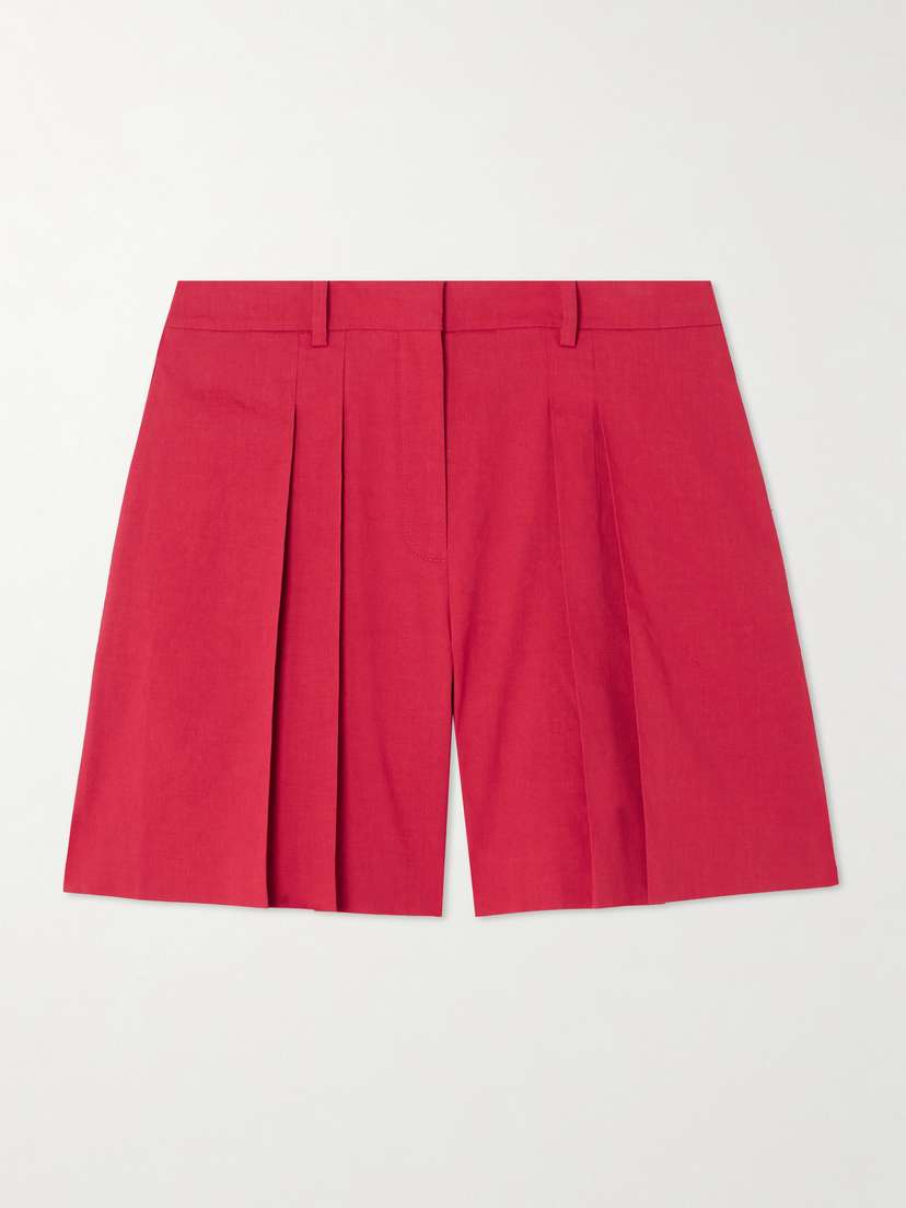 Theory Pleated Linen-blend Shorts