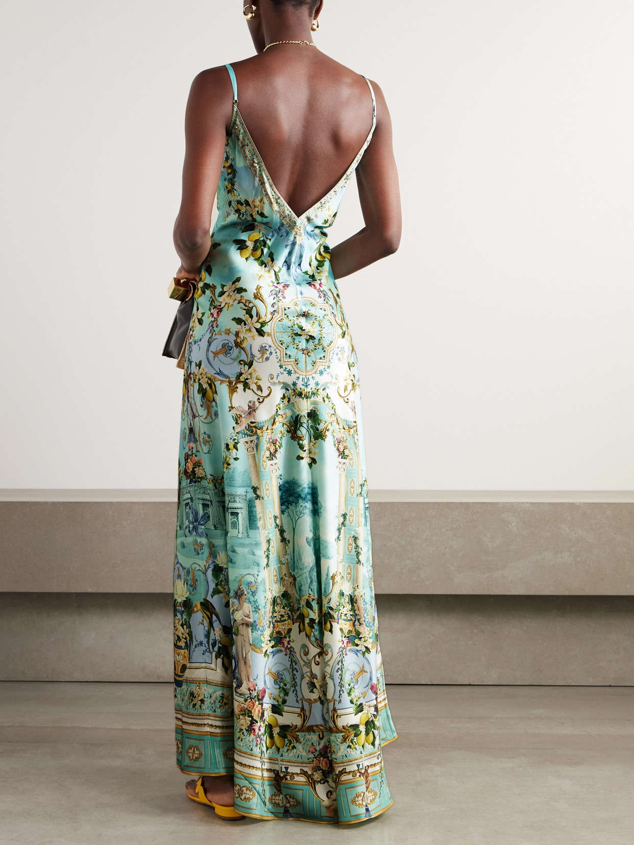Camilla Crystal-embellished Silk Maxi Dress In Blue