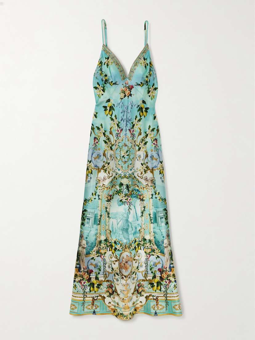 Camilla + The White Lotus Crystal-embellished Printed Silk Maxi Dress