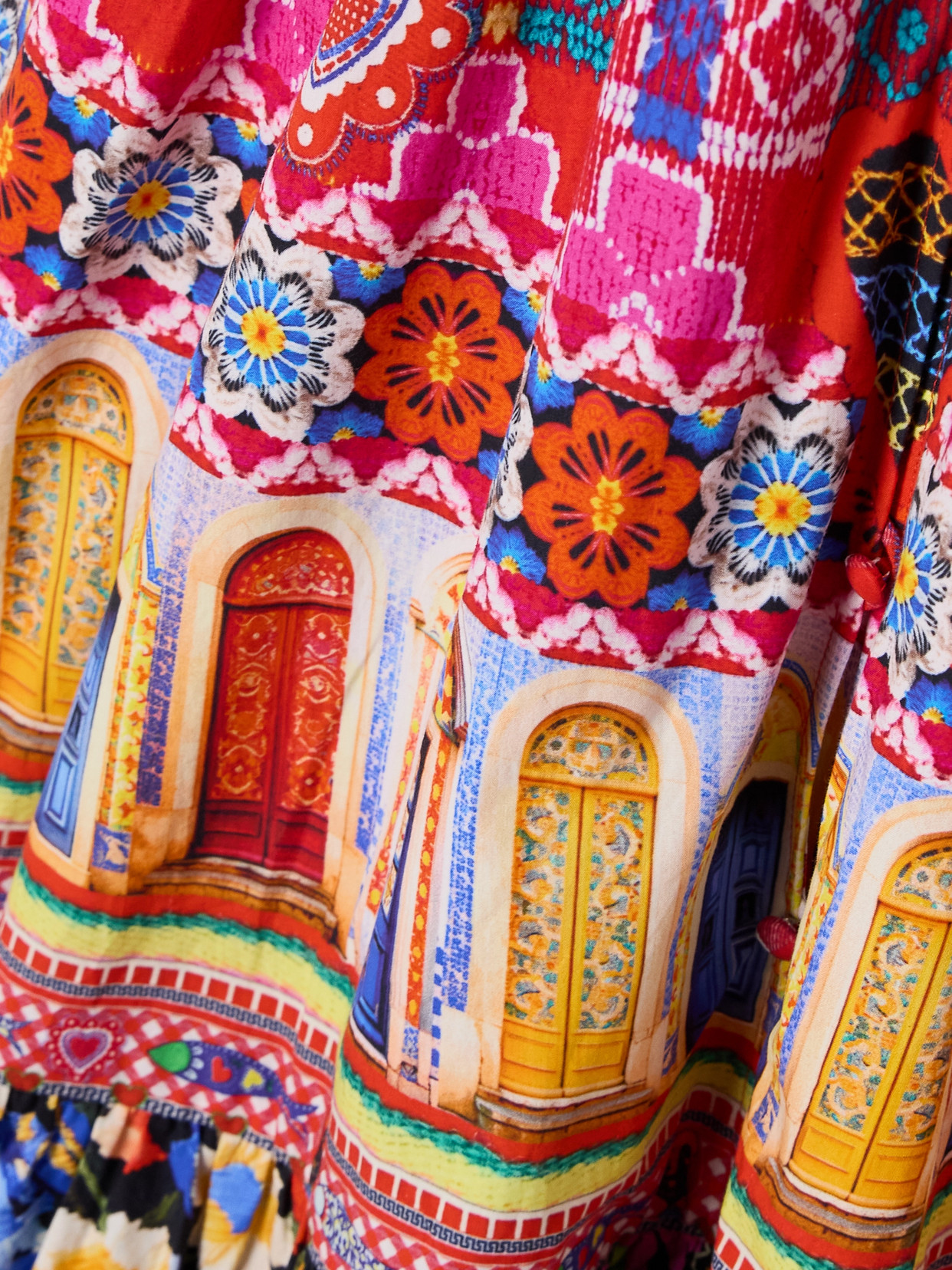 CAMILLA TIERED CRYSTAL-EMBELLISHED PRINTED ORGANIC COTTON-POPLIN MAXI DRESS