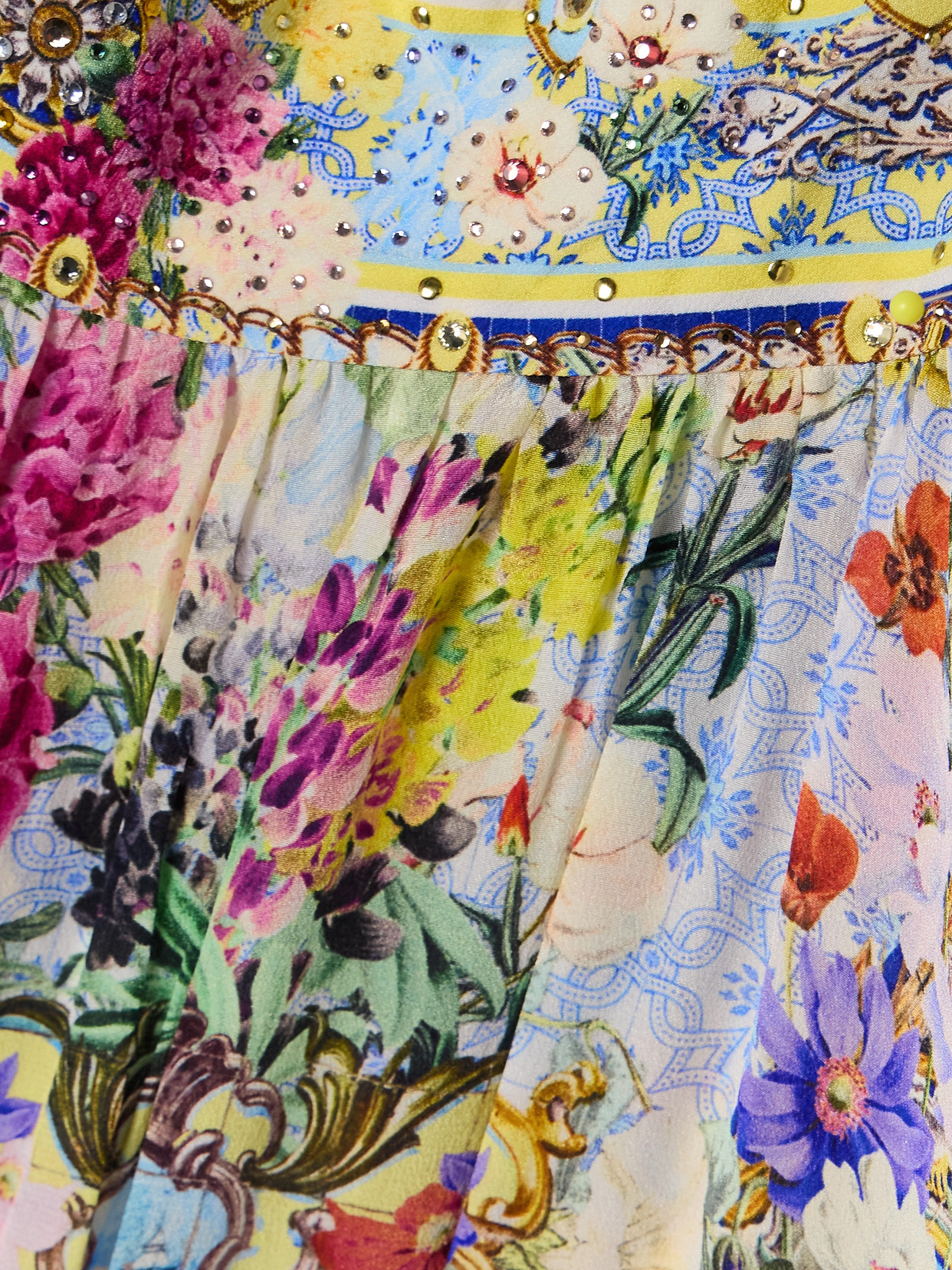 Camilla Belted Tie-neck Crystal-embellished Floral-print Silk-georgette Maxi Dress In Yellow