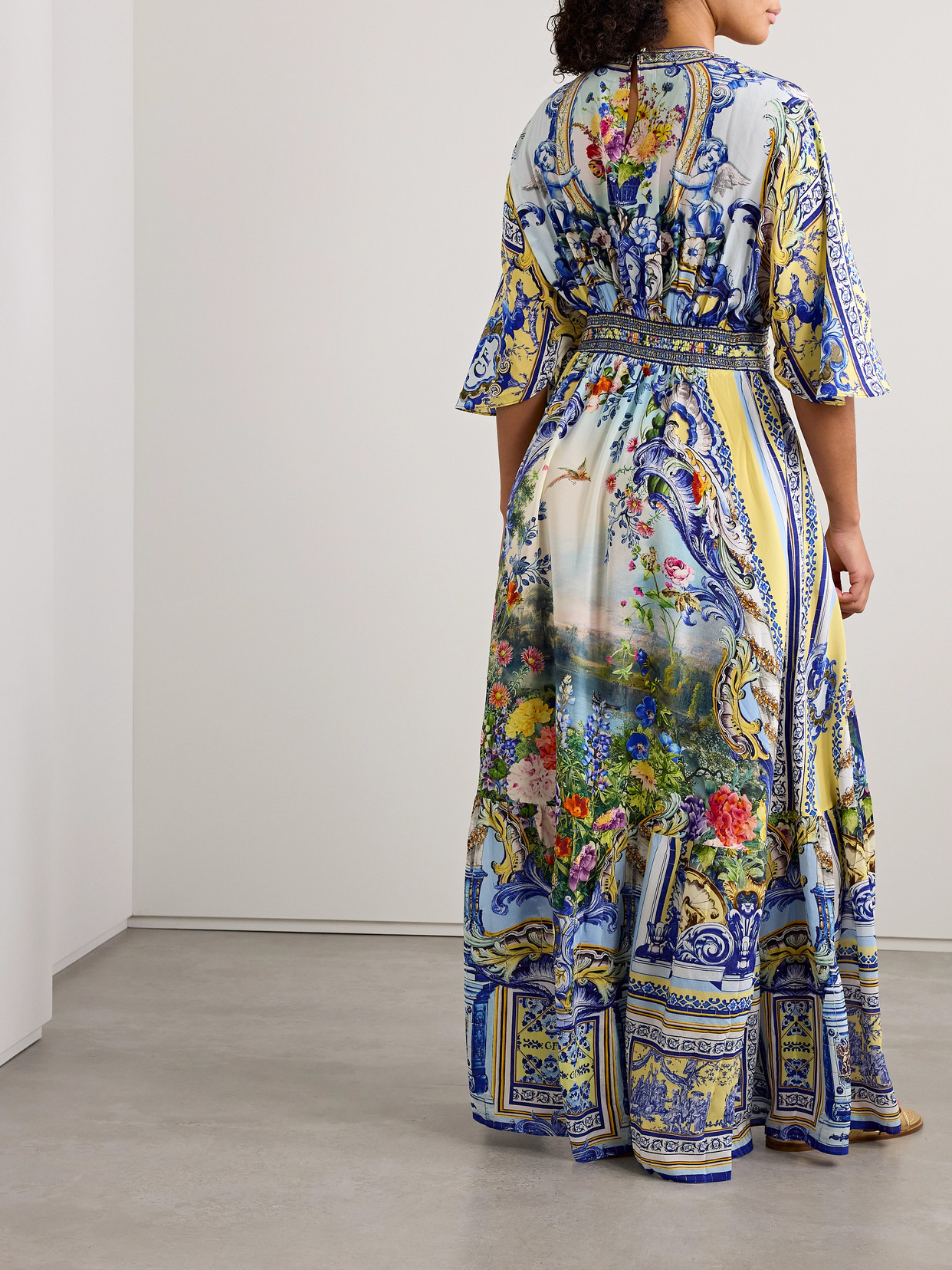 Camilla Crystal-embellished Printed Silk Crepe De Chine Maxi Dress In Blue