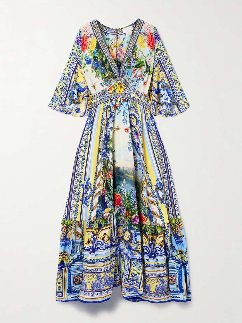 Camilla Crystal-embellished Printed Silk Crepe De Chine Maxi Dress