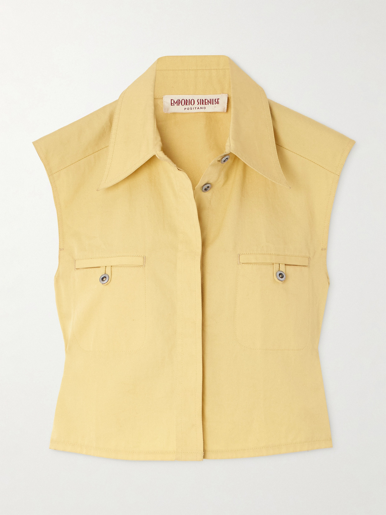 Emporio Sirenuse Caterina Cropped Cotton-twill Top In Yellow