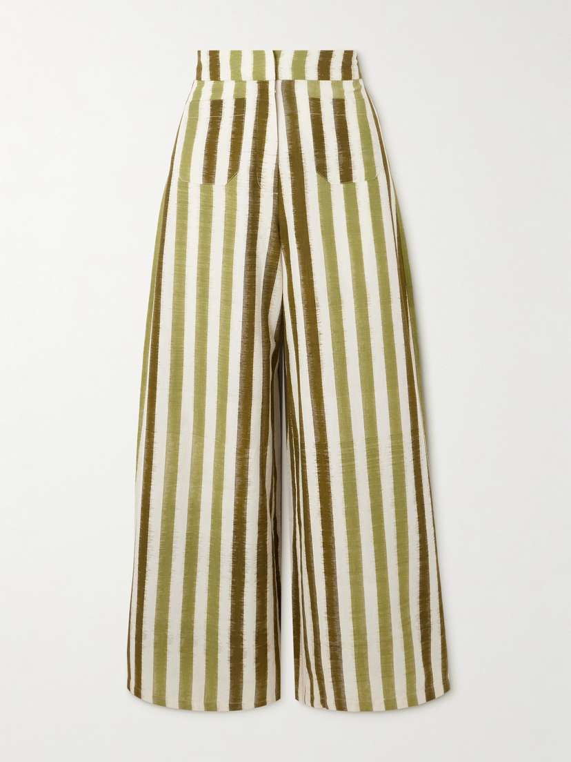 Emporio Sirenuse Adele Striped Cotton Wide-leg Pants