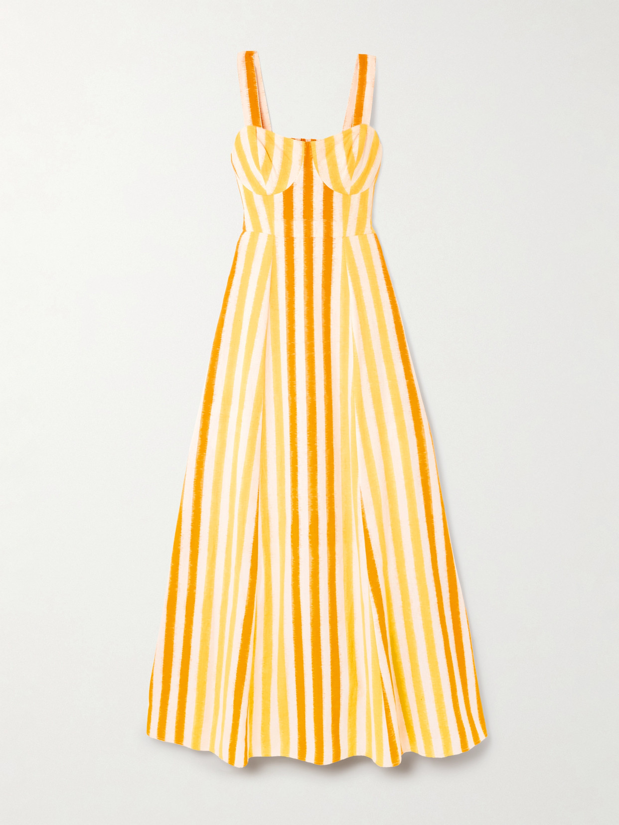 Emporio Sirenuse Azzurra Striped Cotton Maxi Dress In Yellow