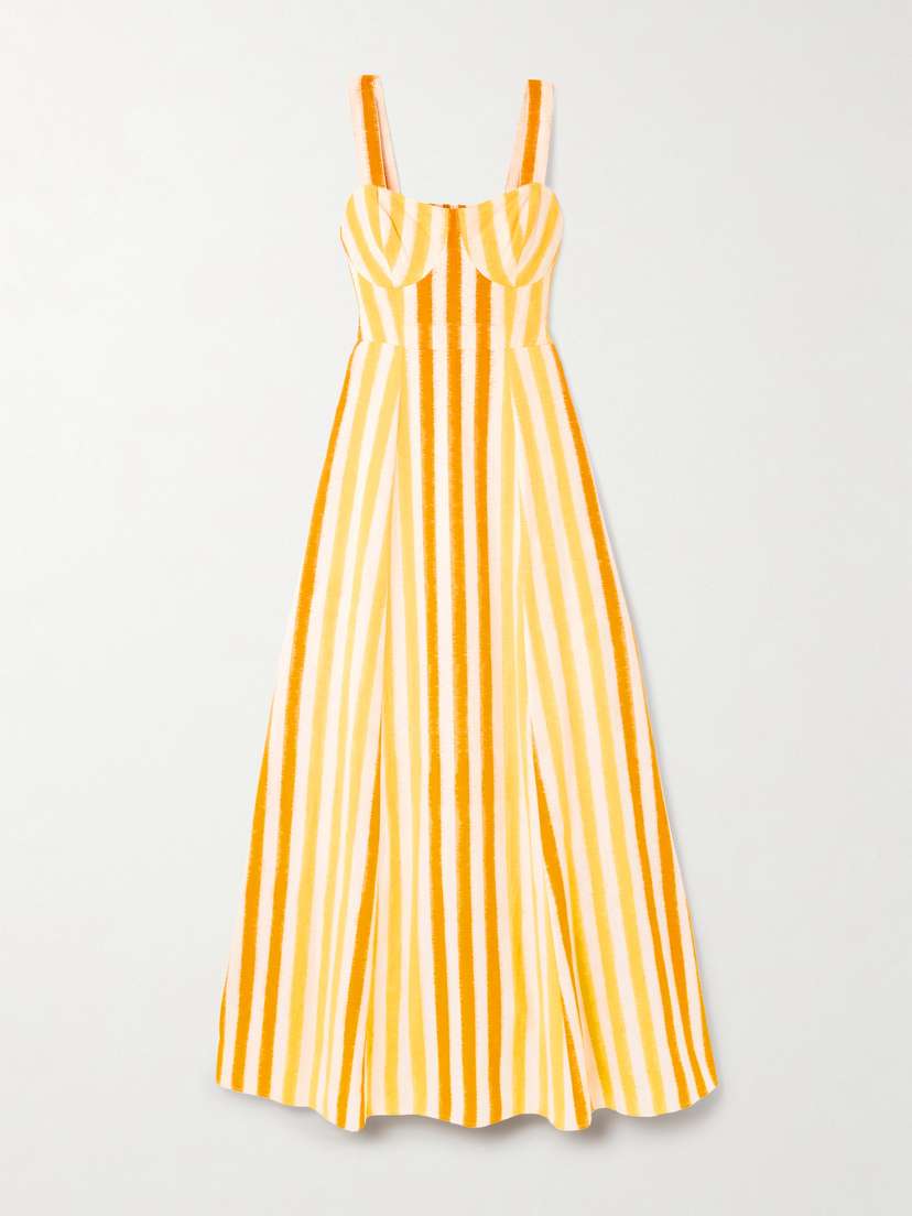 Emporio Sirenuse Azzurra Striped Cotton Maxi Dress