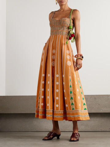 Emporio Sirenuse Elida embroidered silk midi dress