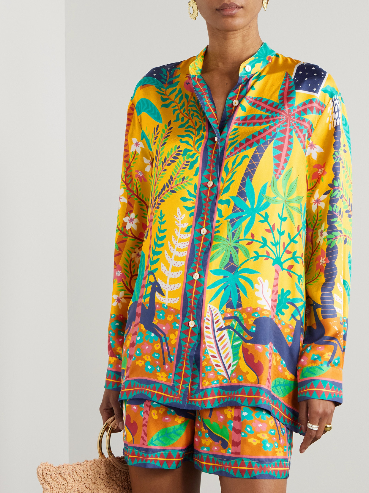 Emporio Sirenuse + Louis Barthélemy Kelsy Printed Silk-twill Shirt In Yellow