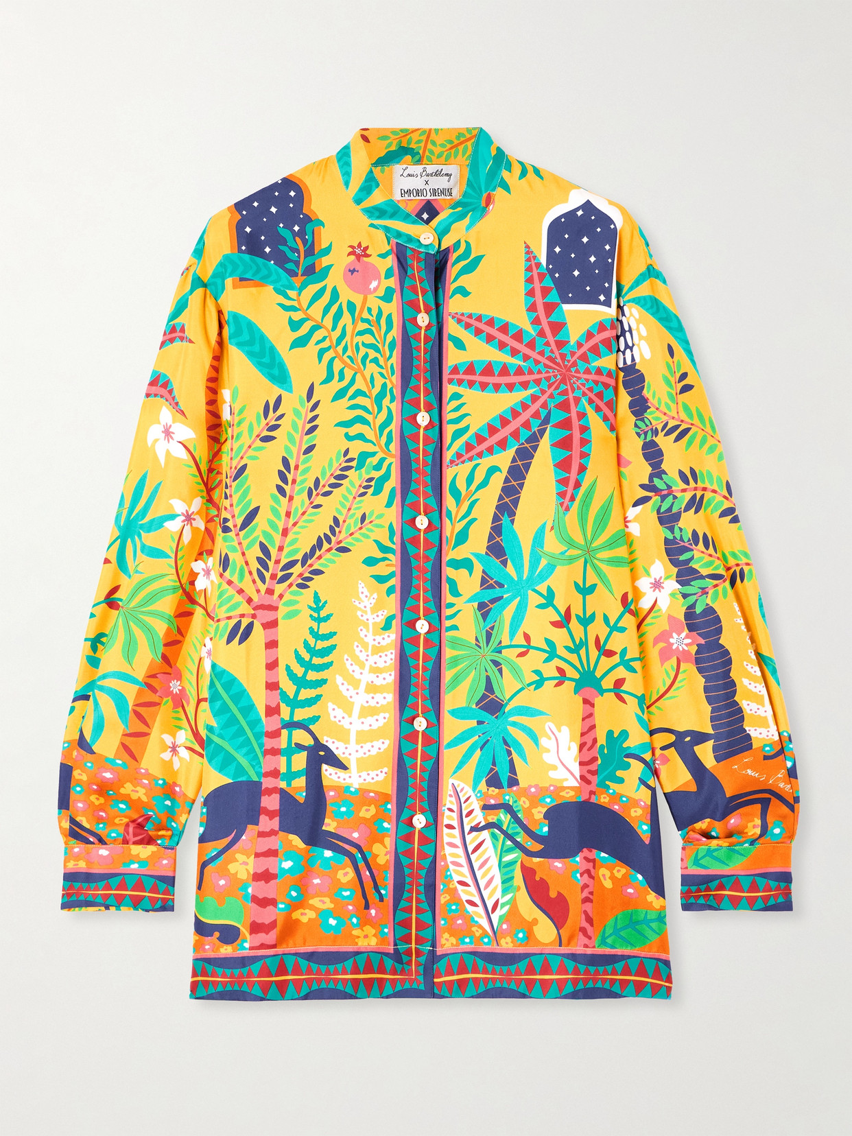 Emporio Sirenuse + Louis Barthélemy Kelsy Printed Silk-twill Shirt In Yellow