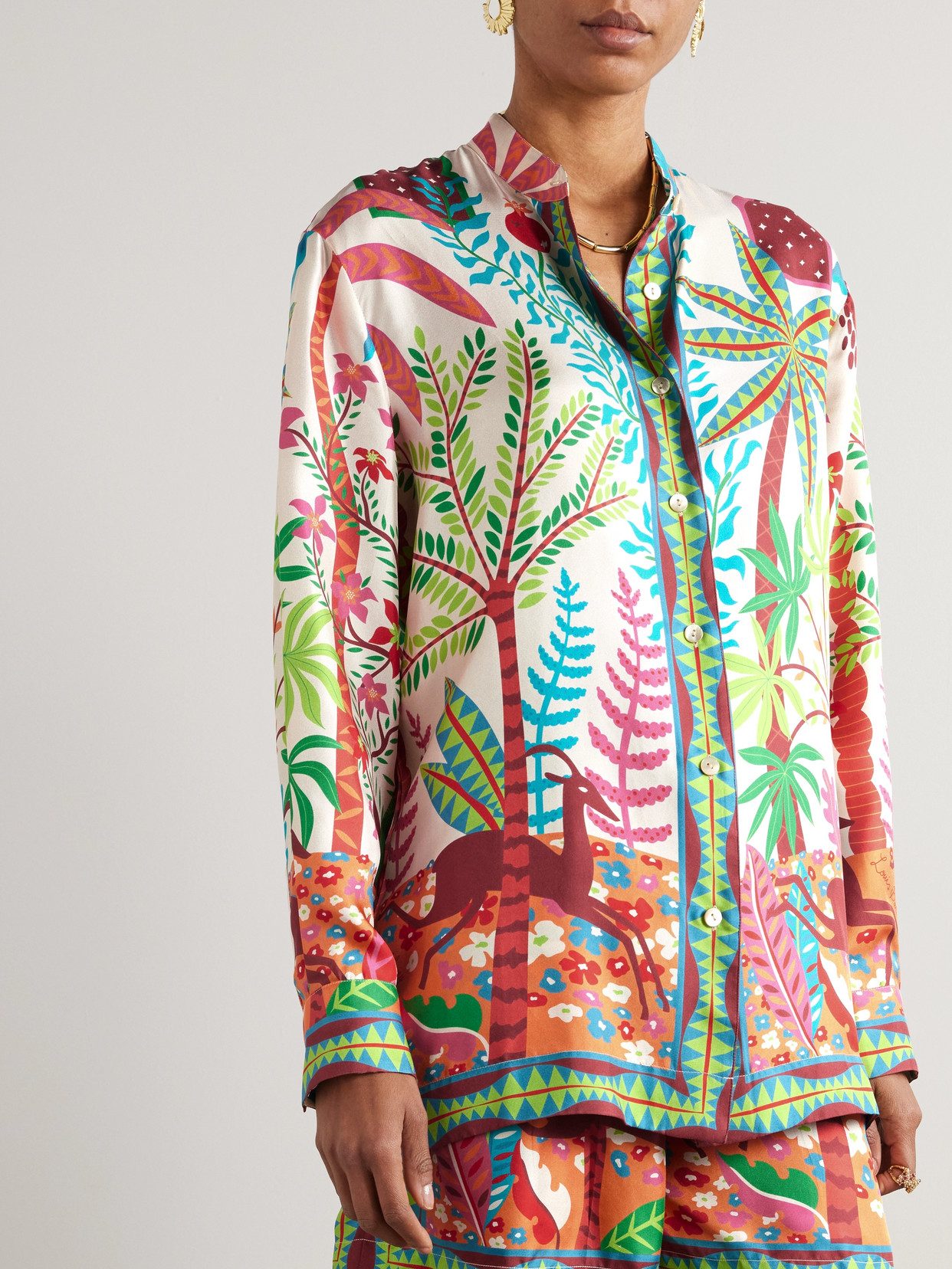Emporio Sirenuse + Louis Barthélemy Kelsy Printed Silk-twill Shirt In Red