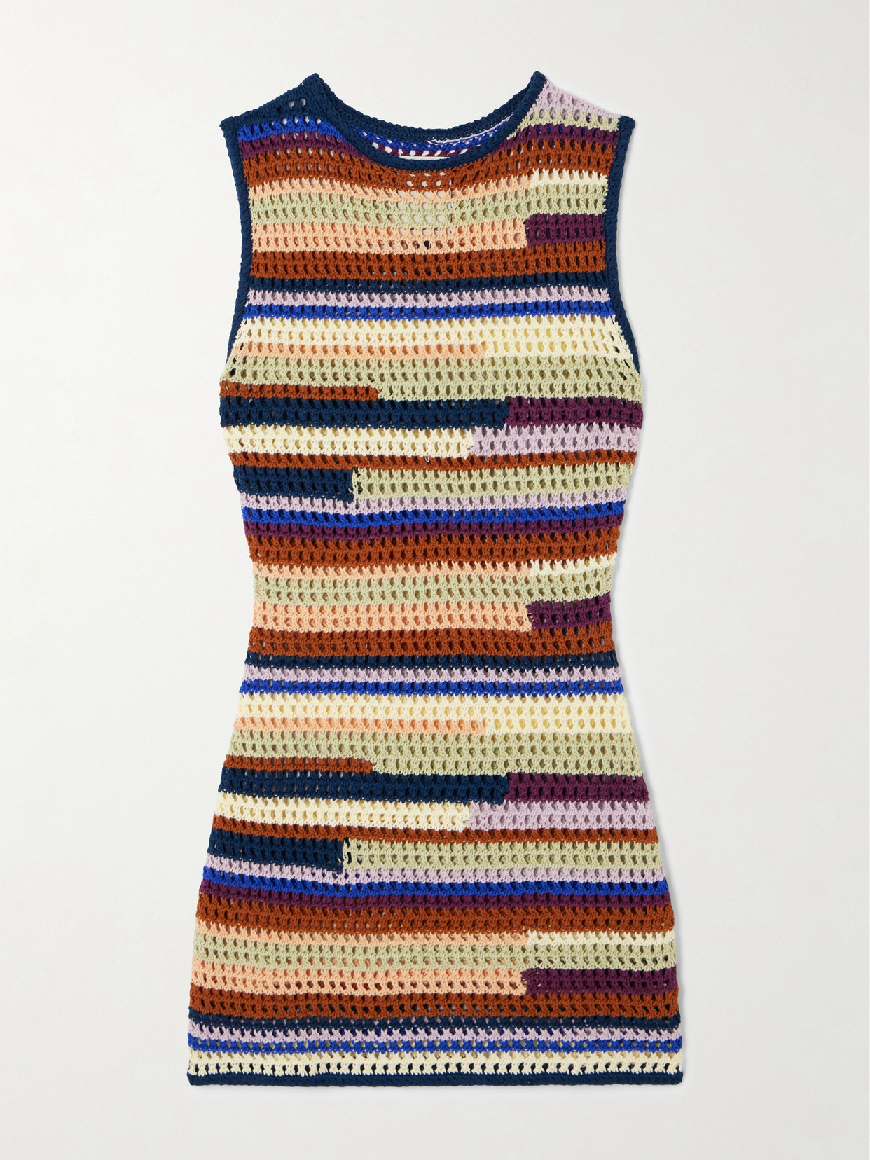 ESCVDO - Spondylus Open-knit Organic Cotton Mini Dress - Multi