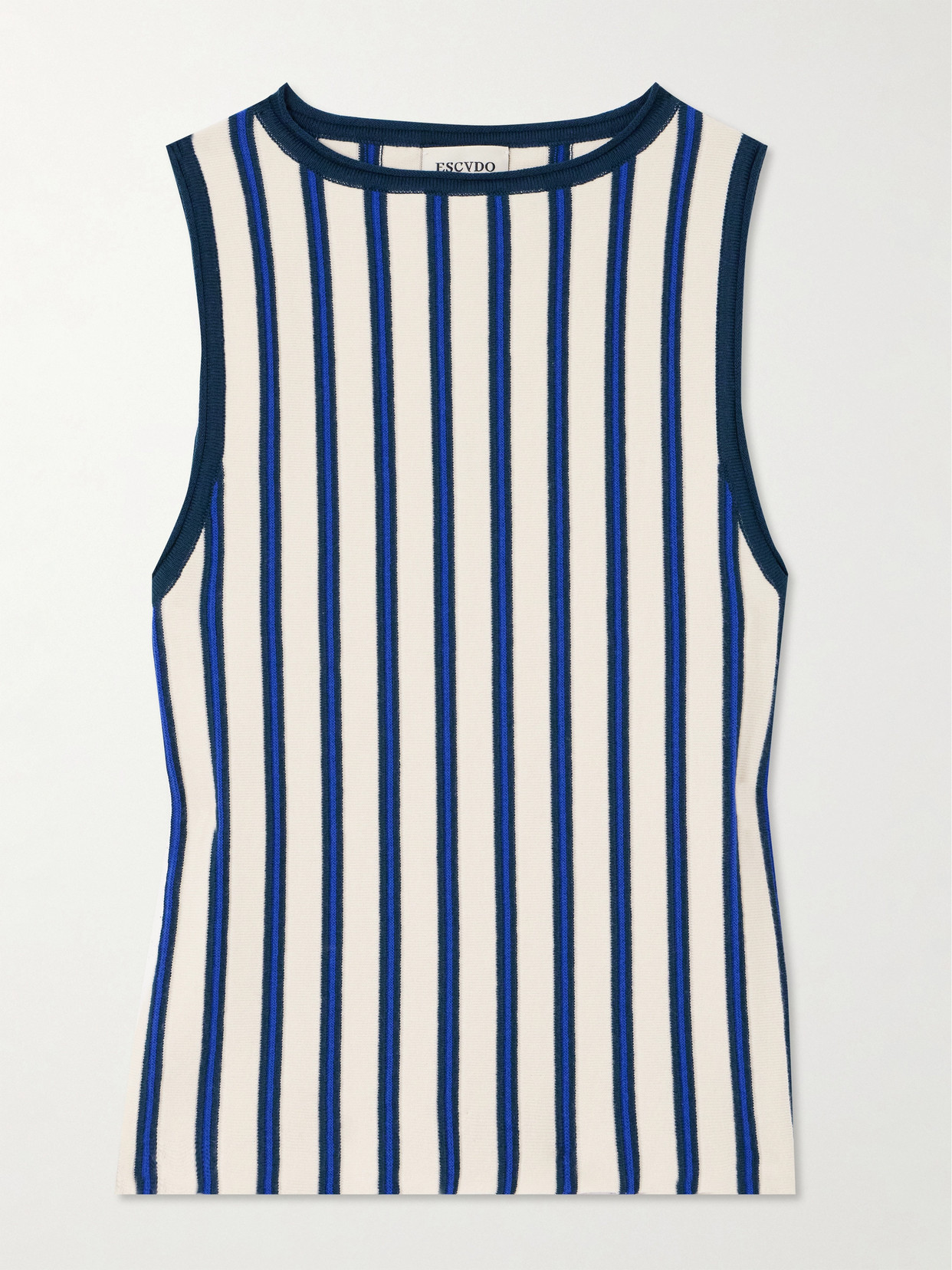 Escvdo Manglar Striped Organic Cotton Top In Blue