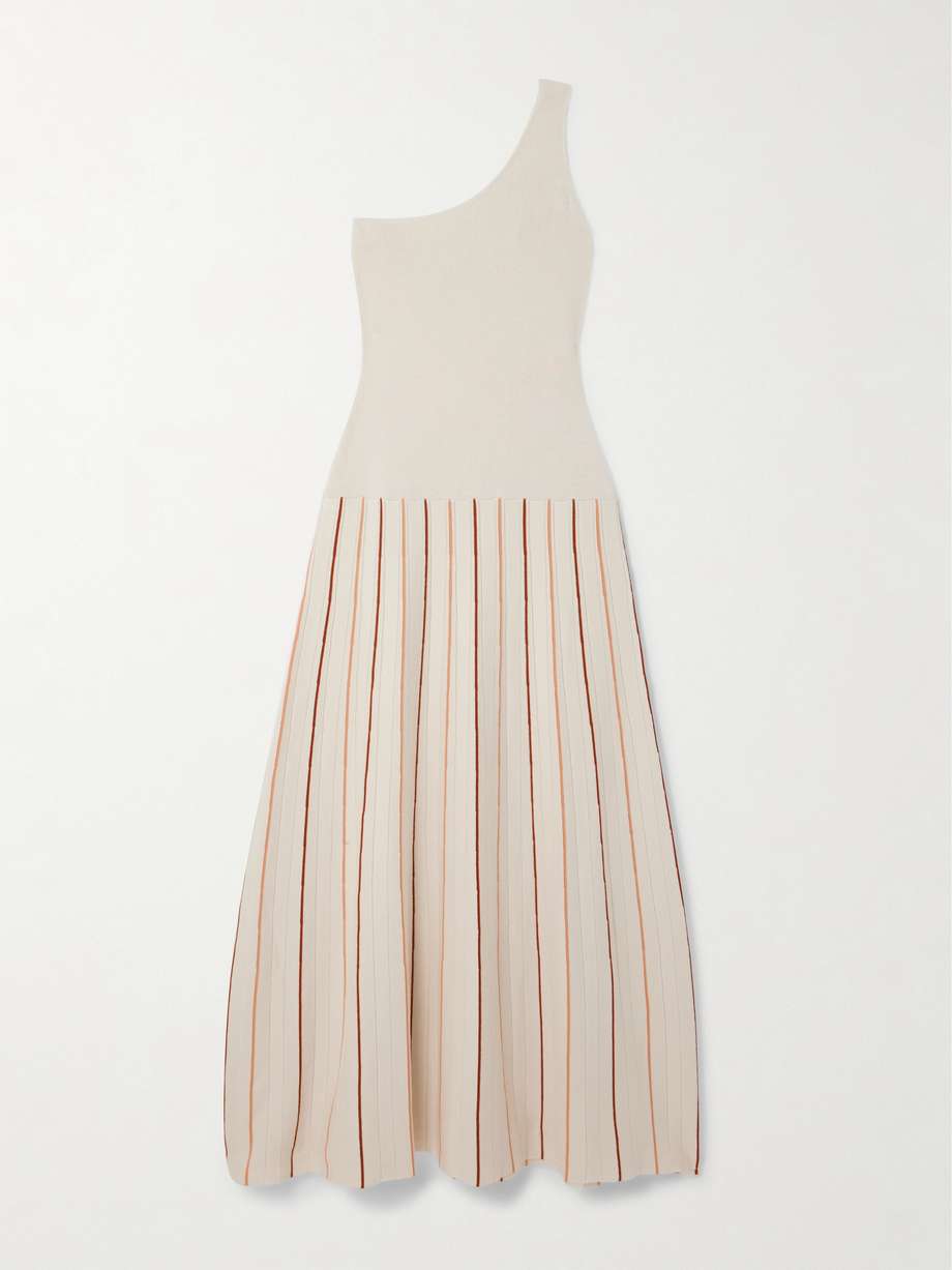 manglar one-shoulder striped organic cotton maxi dress