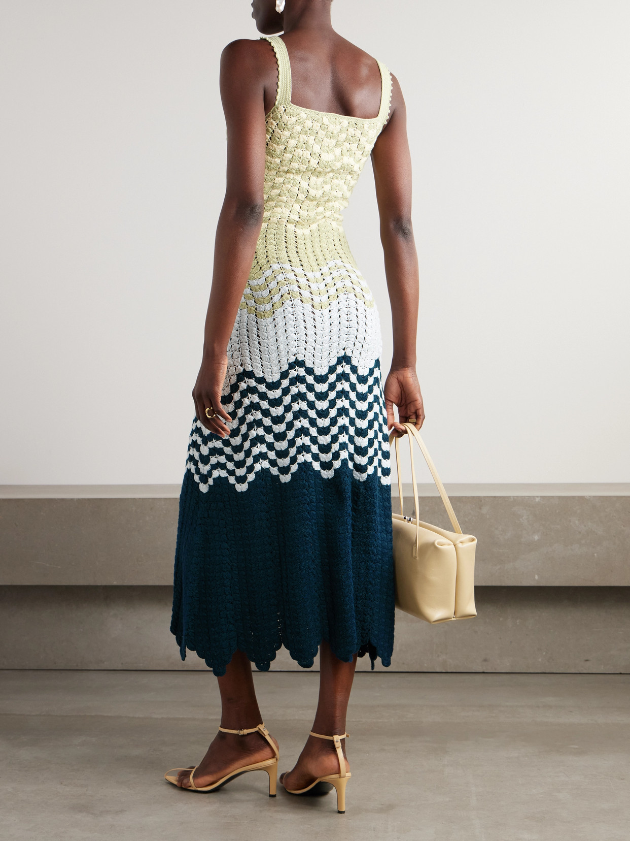 Escvdo Marea Crocheted Cotton Maxi Dress In Blue