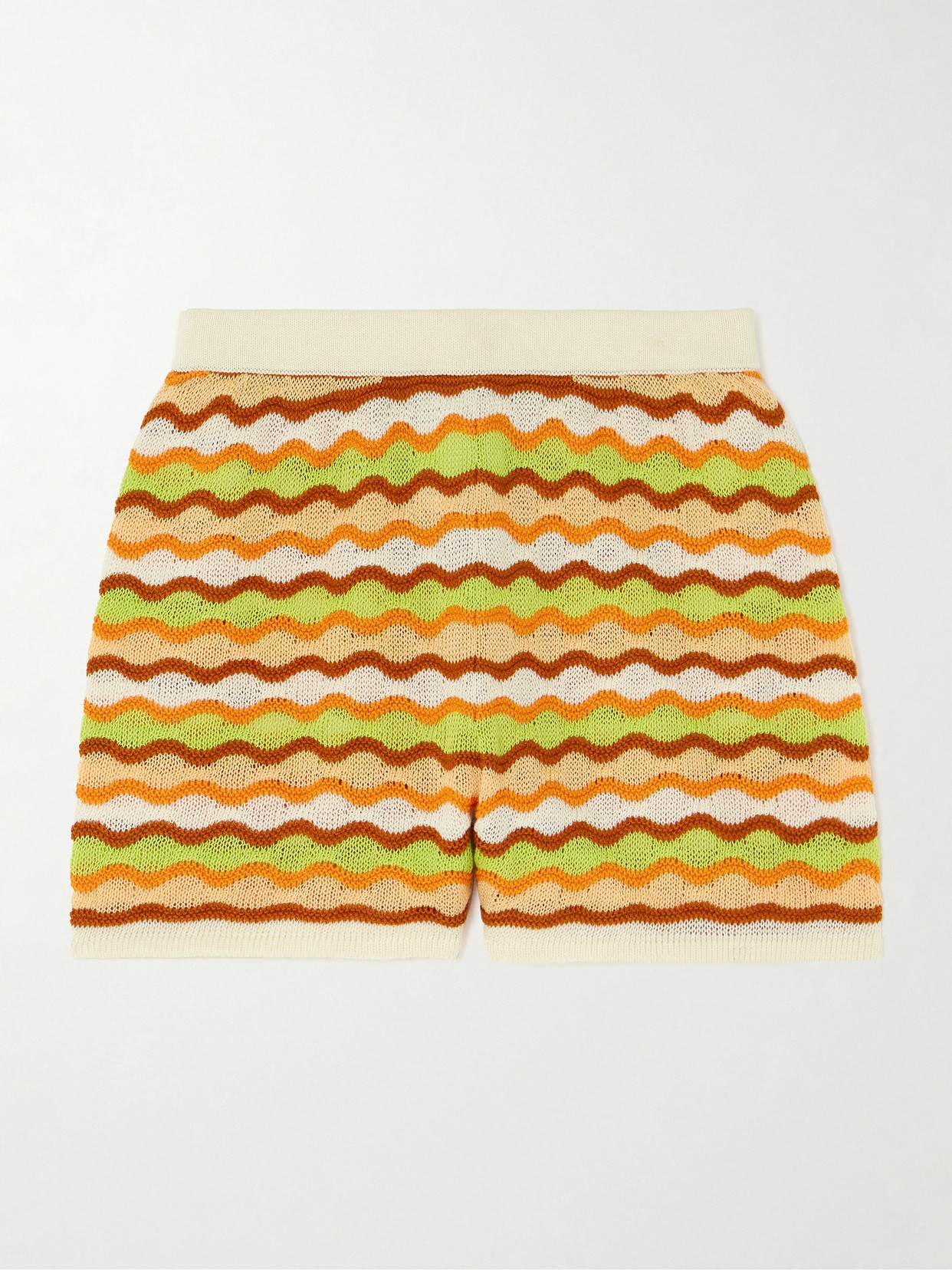 Escvdo Mullu Striped Cotton Shorts In Orange