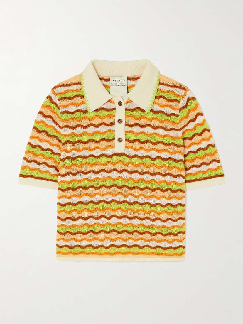 ESCVDO Mullu Striped Cotton Polo Shirt