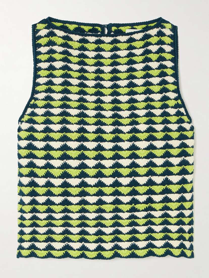 ESCVDO Motupe Cropped Scalloped Crocheted Cotton Top