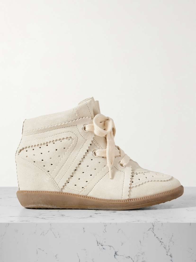 Isabel Marant Bobby Perforated Suede Wedge Sneakers